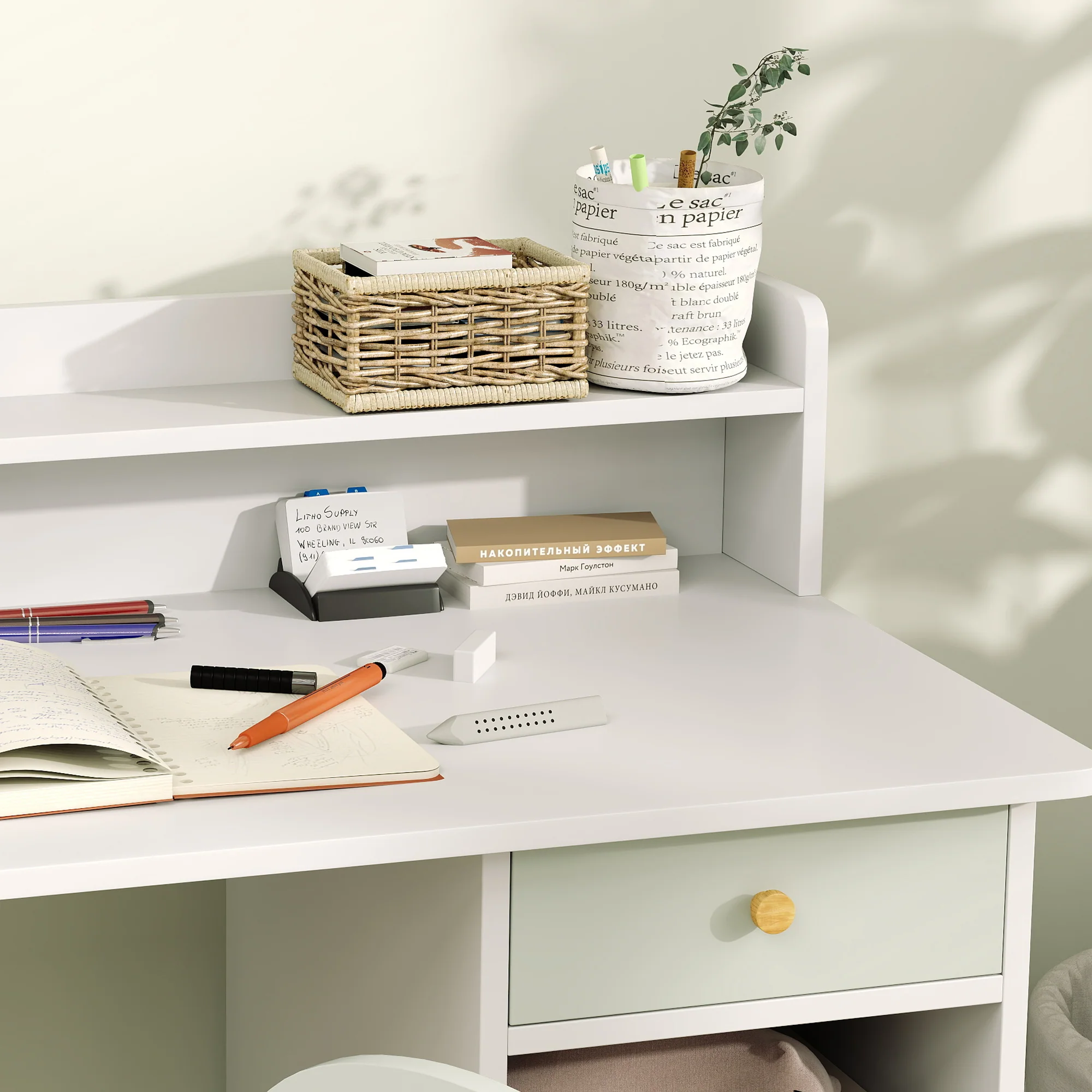AIYAPLAY Kids Desk and Chair Set for Studying, Reading, Drawing, Green - Image 8