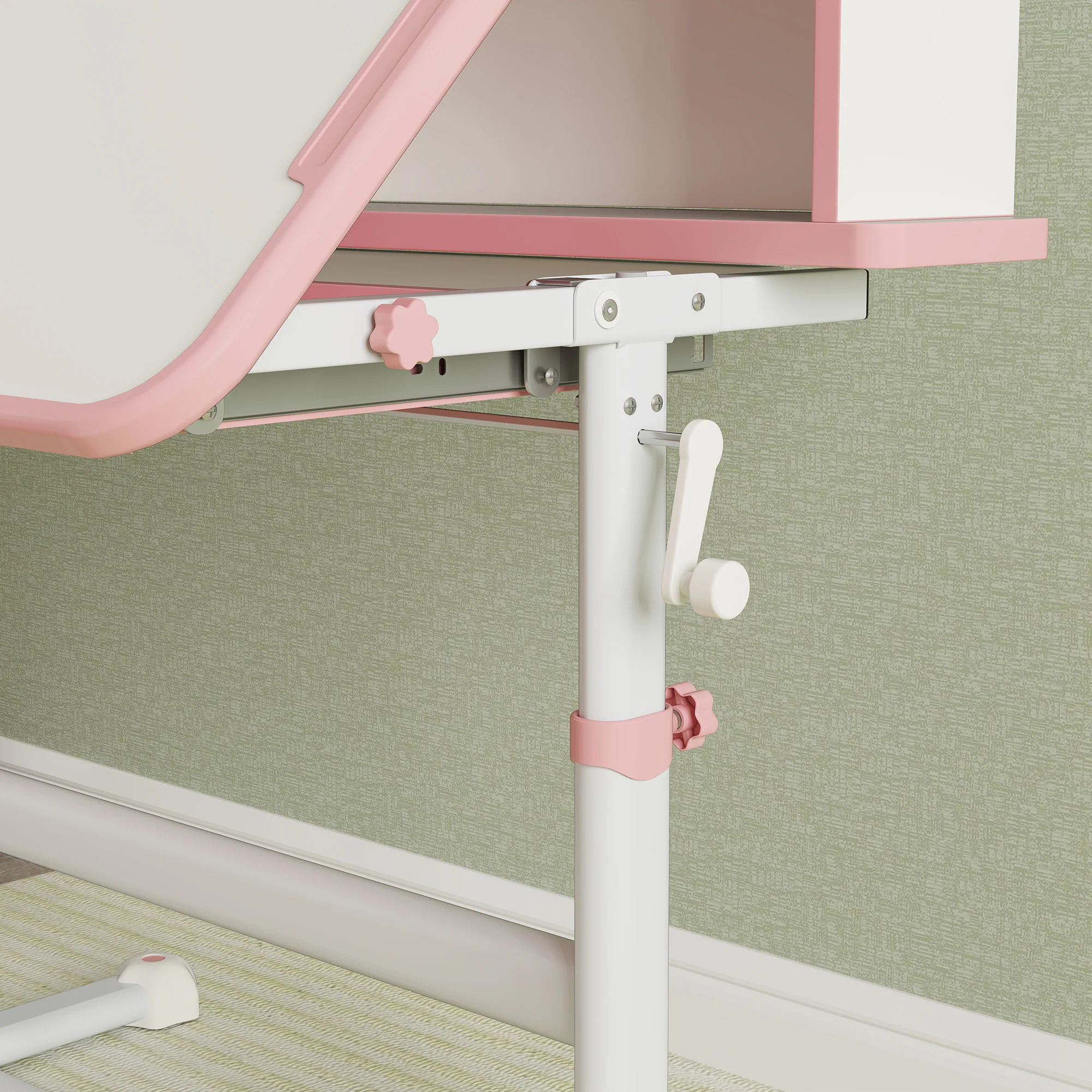 AIYAPLAY Kids Desk And Chair Set W/ Tiltable Desktop Reading Rack - Pink - Image 9