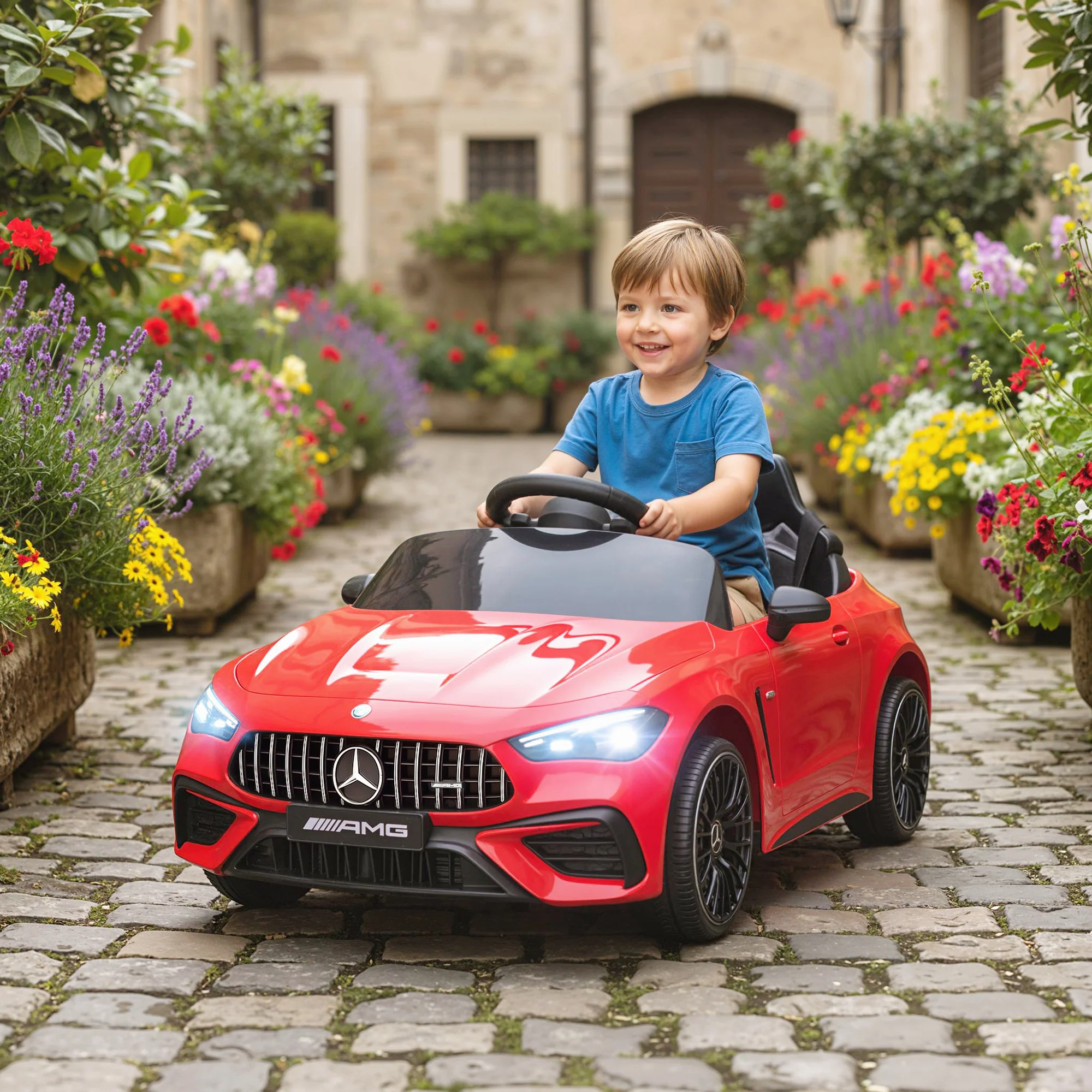 AIYAPLAY Kids Electric Car Licensed Mercedes AMG, 12V Ride On Car, Red - Image 2