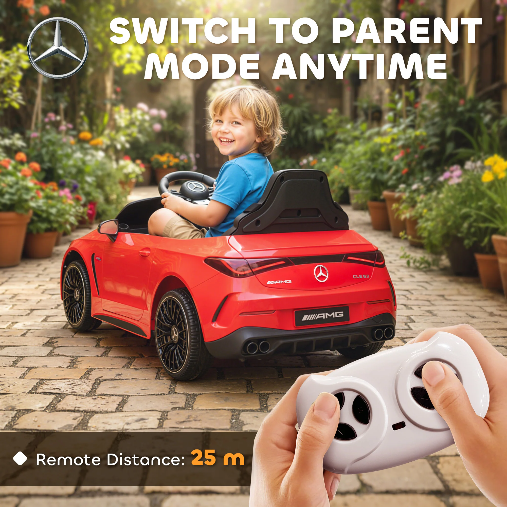 AIYAPLAY Kids Electric Car Licensed Mercedes AMG, 12V Ride On Car, Red - Image 4