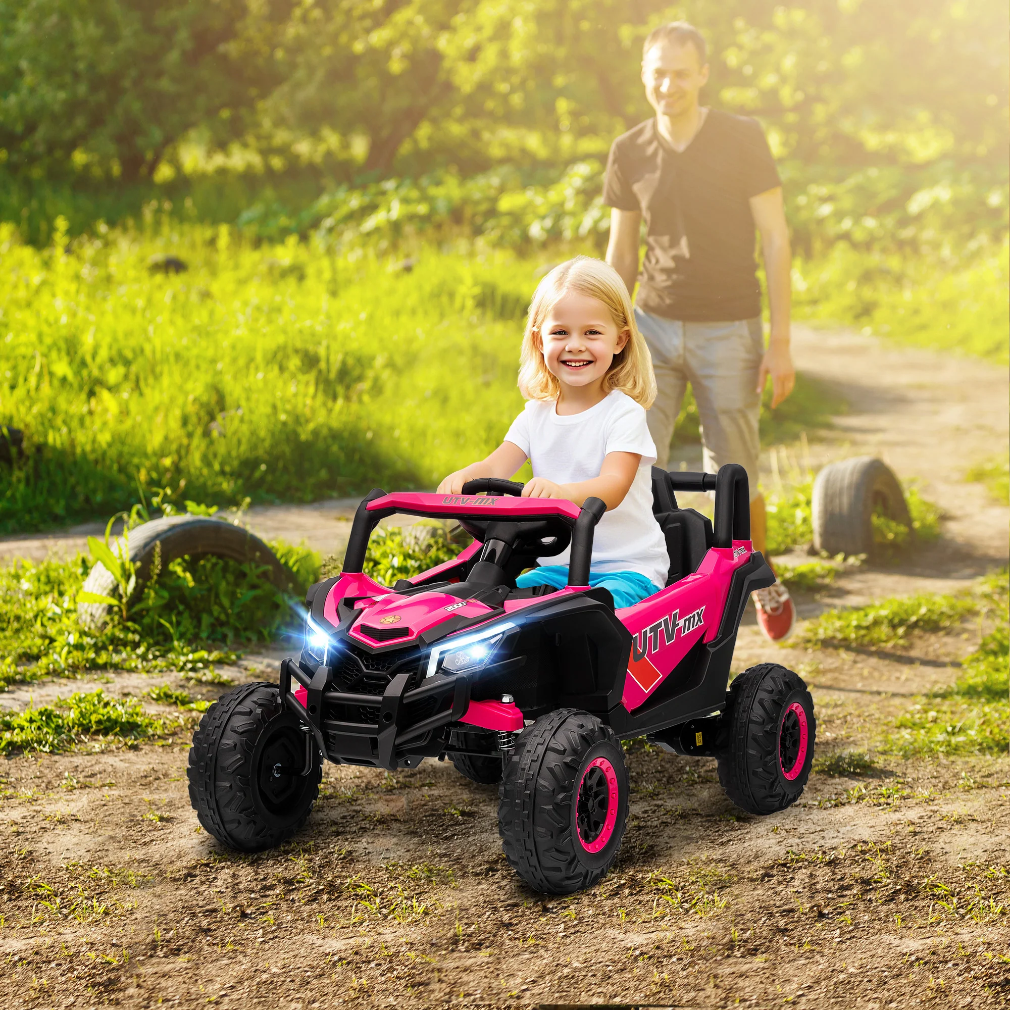AIYAPLAY Kids Electric Car With Remote Control For Kids 3-5 Years, Pink - Image 2