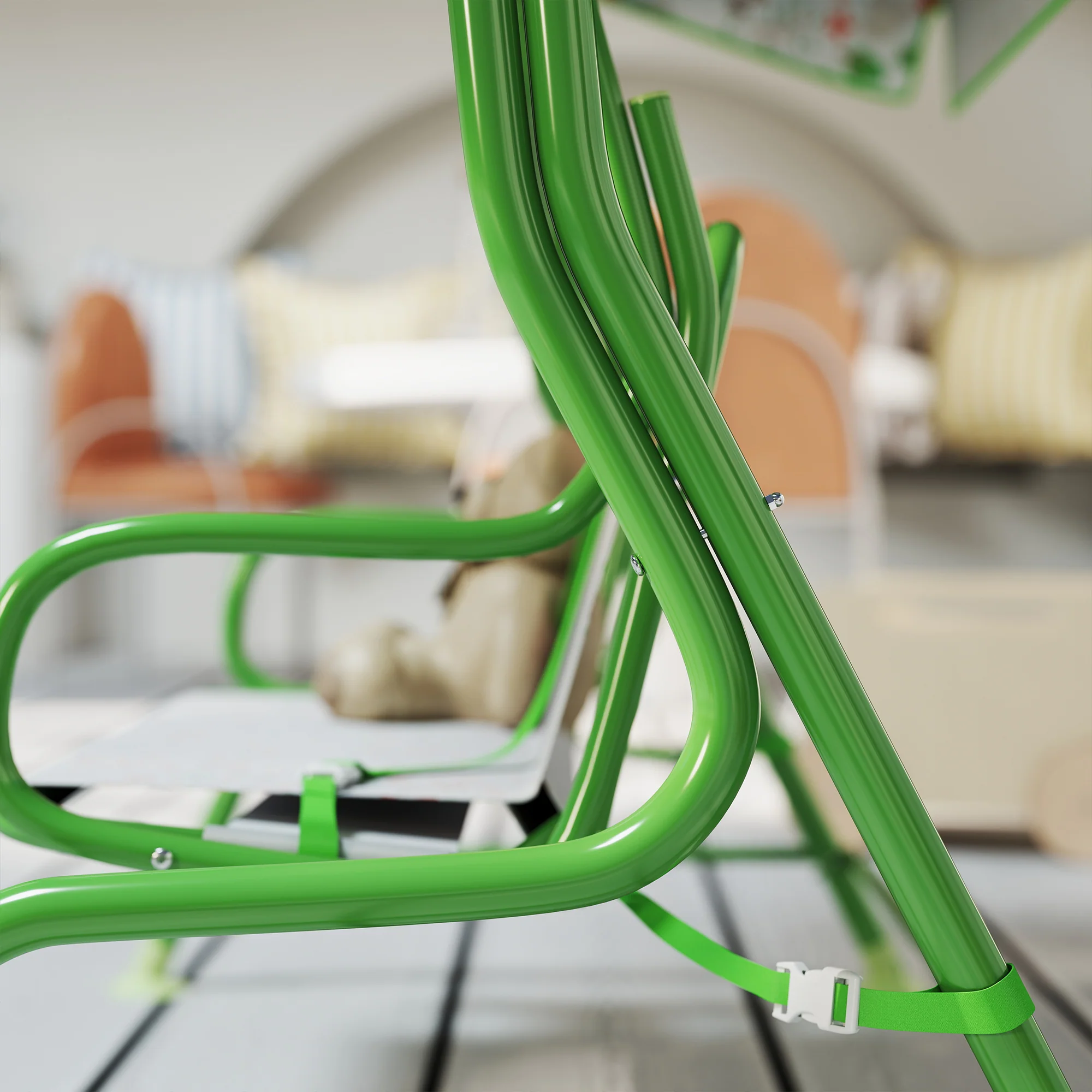 AIYAPLAY Kids Garden Swing Chair, Swing Seat With Adjustable Canopy, Green - Image 9