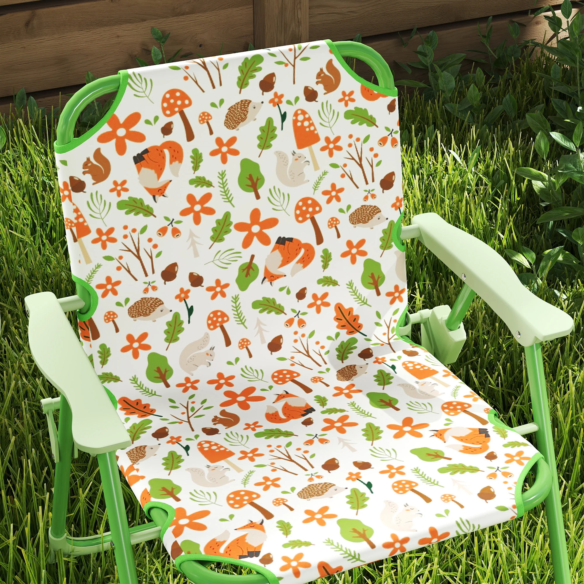 AIYAPLAY Kids Garden Table and Chair Set, Outdoor Patio Set w/ Parasol Green - Image 8