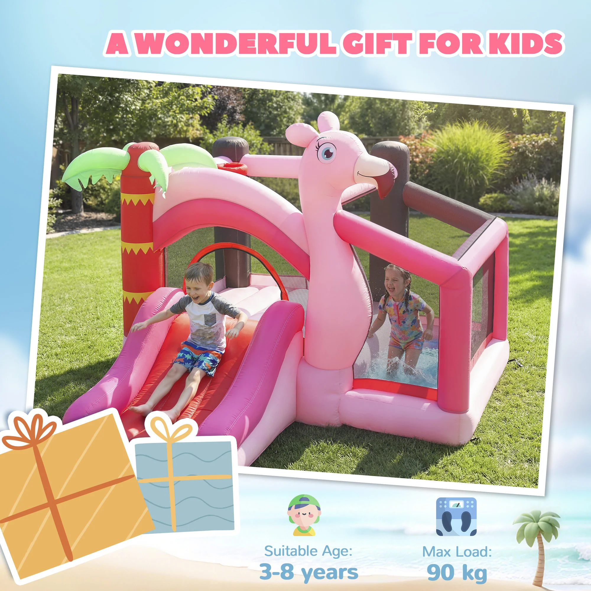 AIYAPLAY Kids Inflatable Bounce House With Blower For Indoor Outdoor, Pink - Image 9