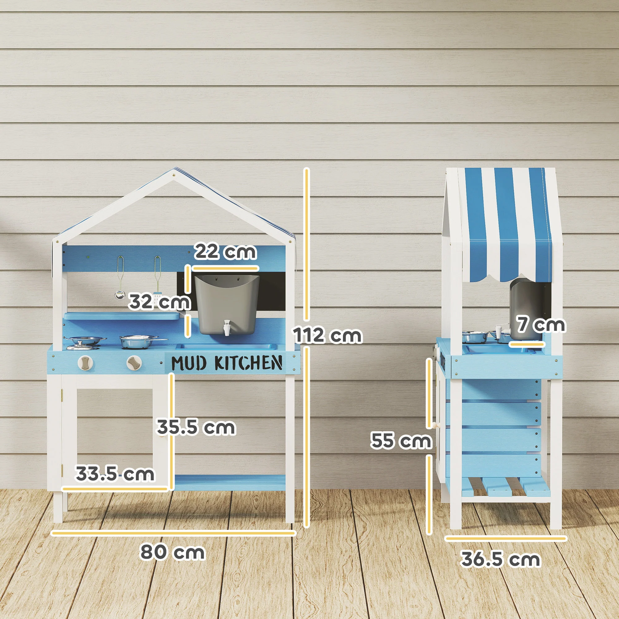 AIYAPLAY Kids Mud Kitchen, Outdoor Play Kitchen for Boys Girls, Blue - Image 5