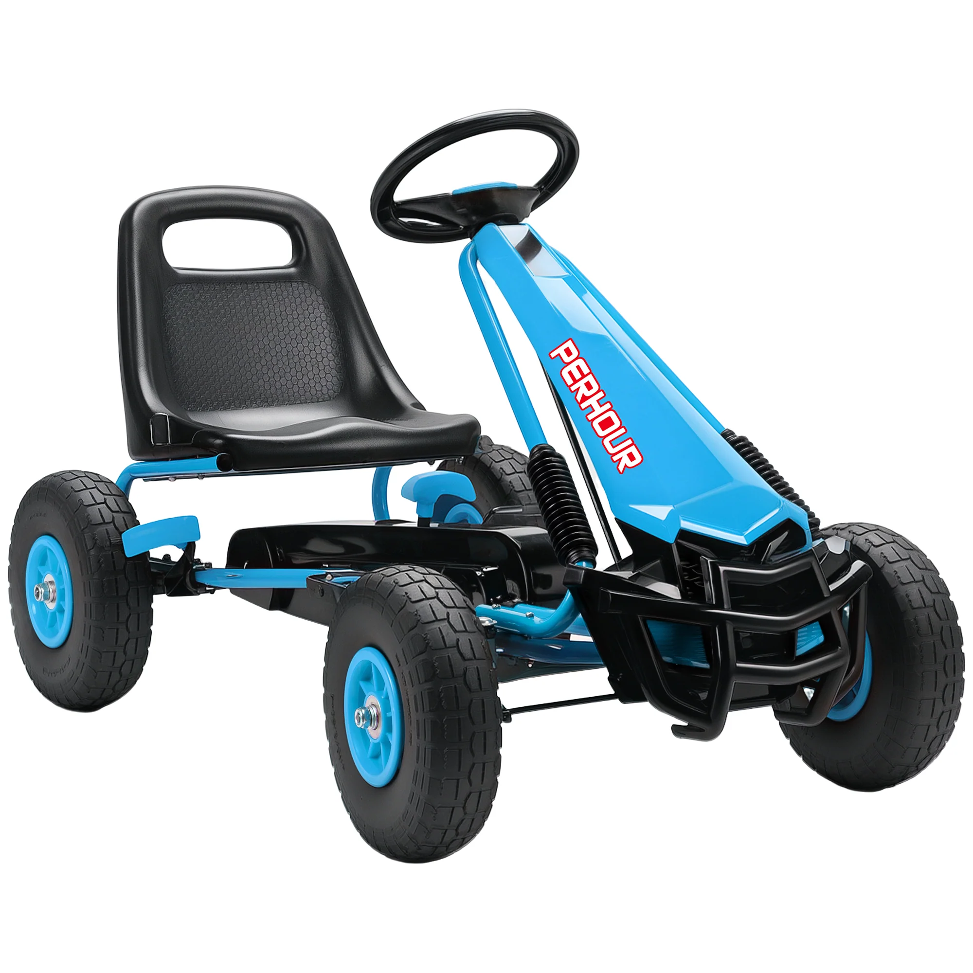 AIYAPLAY Kids Pedal Go Kart With Adjustable Seat, EVA Tyres, Blue