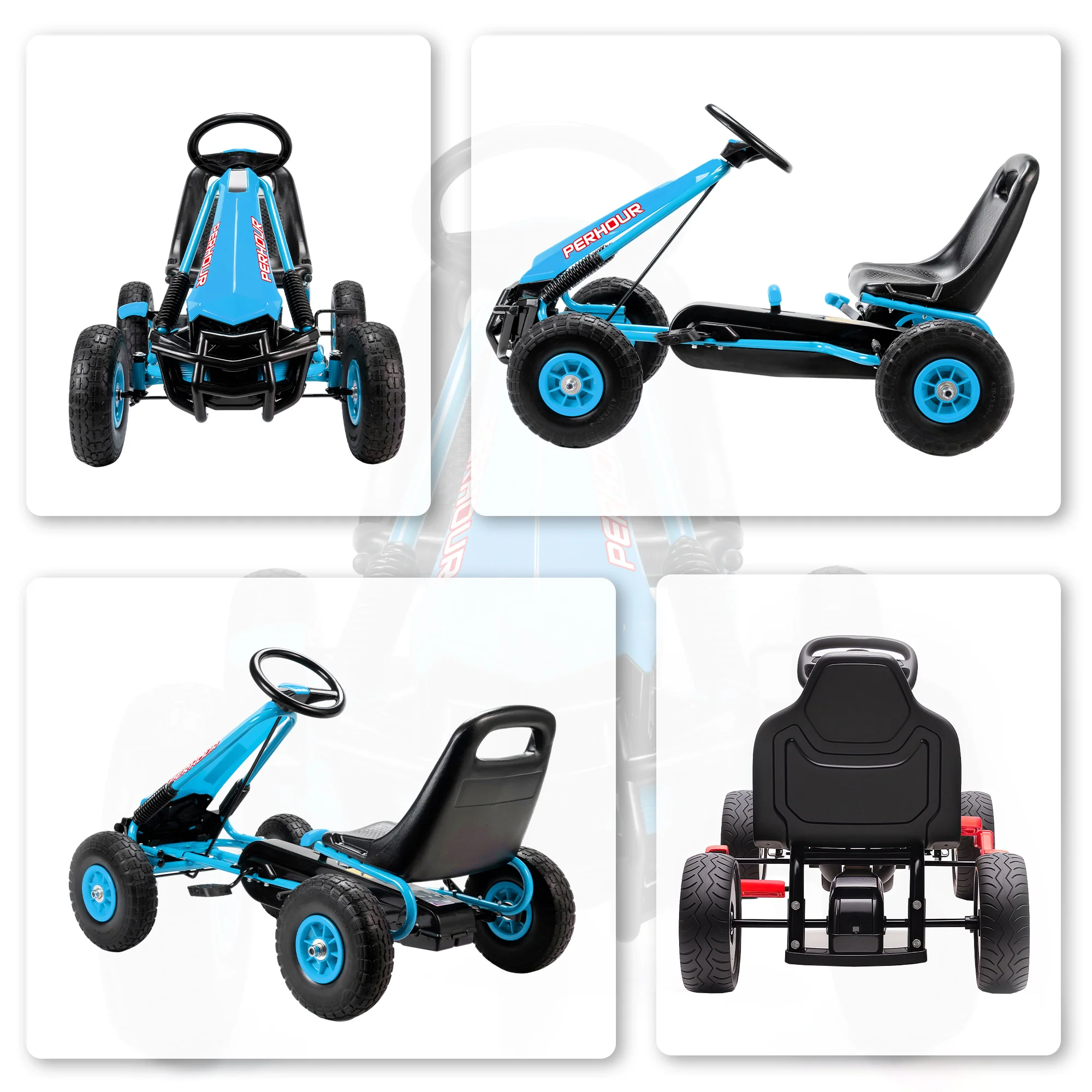 AIYAPLAY Kids Pedal Go Kart With Adjustable Seat, EVA Tyres, Blue - Image 9