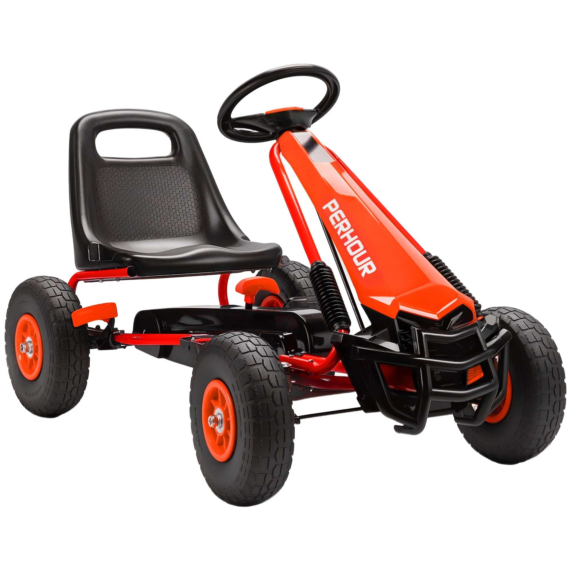 AIYAPLAY Kids Pedal Go Kart With Adjustable Seat, EVA Tyres, Red