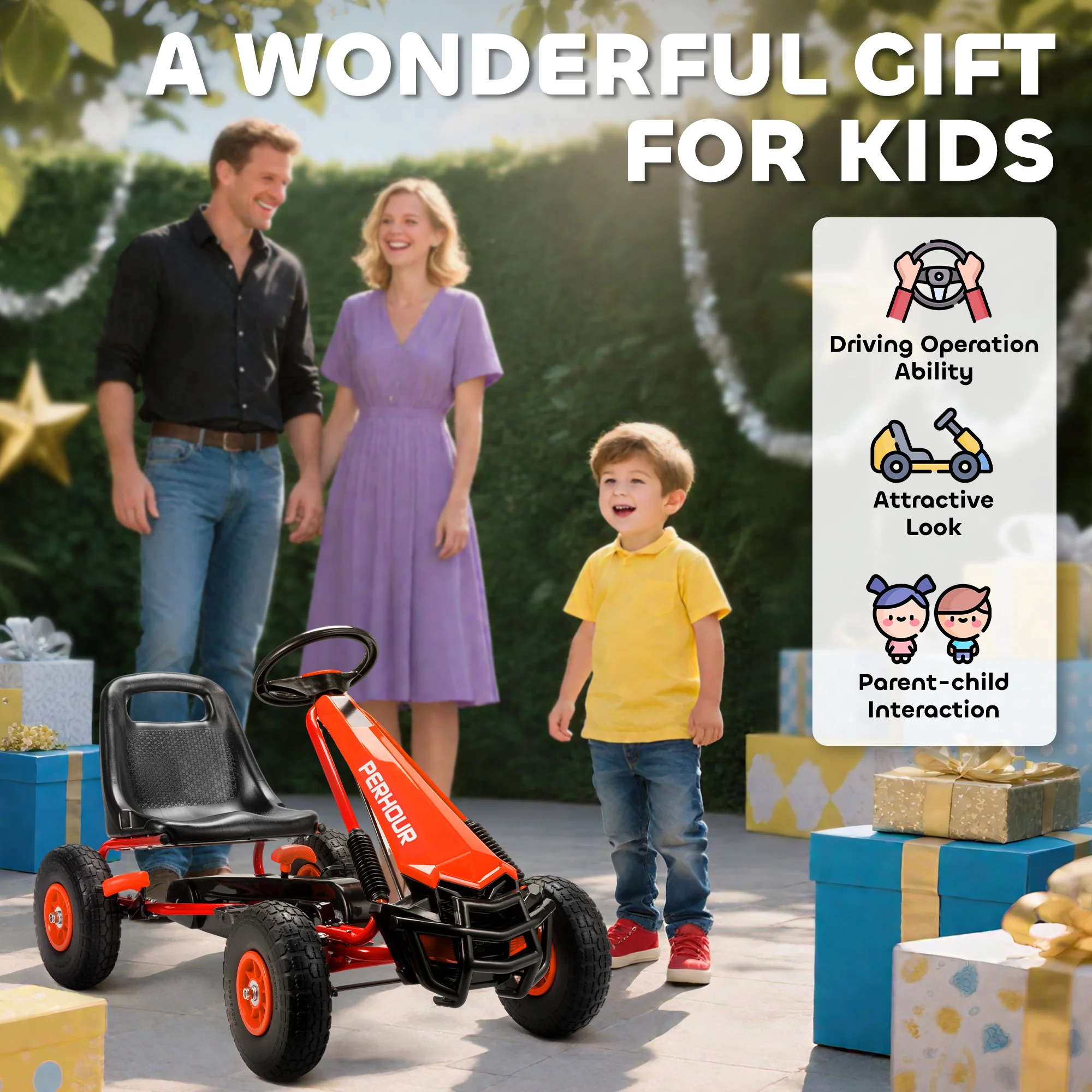 AIYAPLAY Kids Pedal Go Kart With Adjustable Seat, EVA Tyres, Red - Image 8