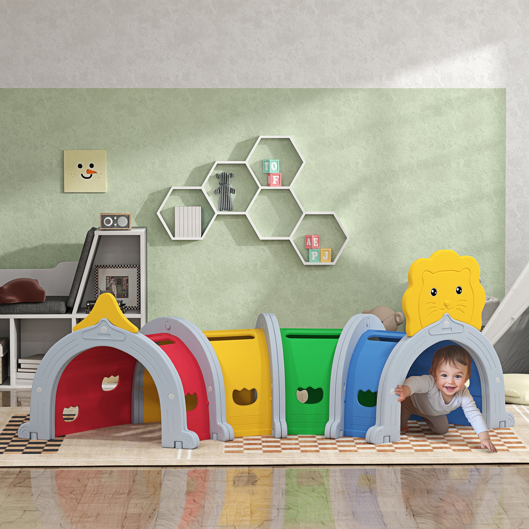 AIYAPLAY Kids Play Tunnel For 3-6 Years Crawl And Climb, Lion Design - Image 2