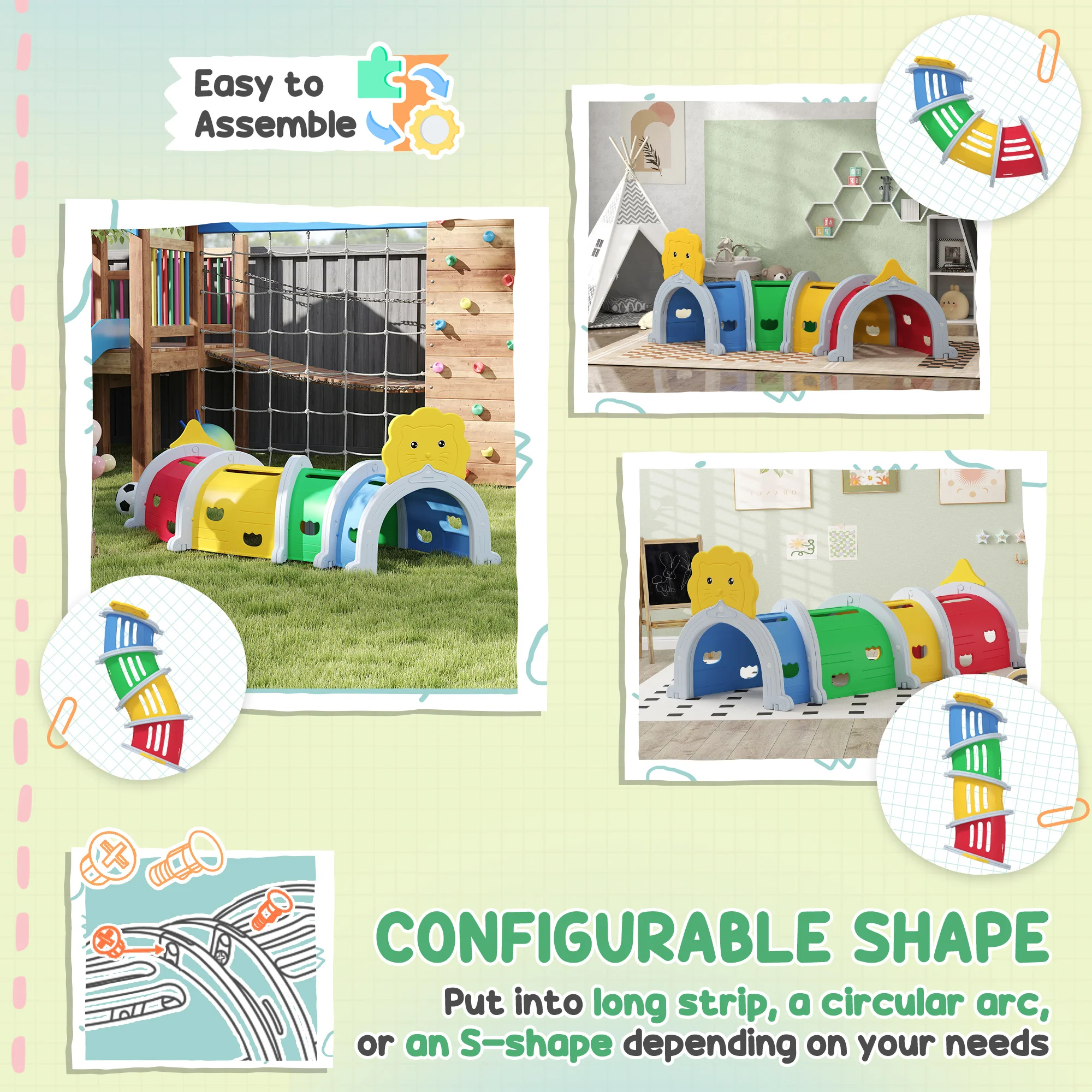 AIYAPLAY Kids Play Tunnel For 3-6 Years Crawl And Climb, Lion Design - Image 6
