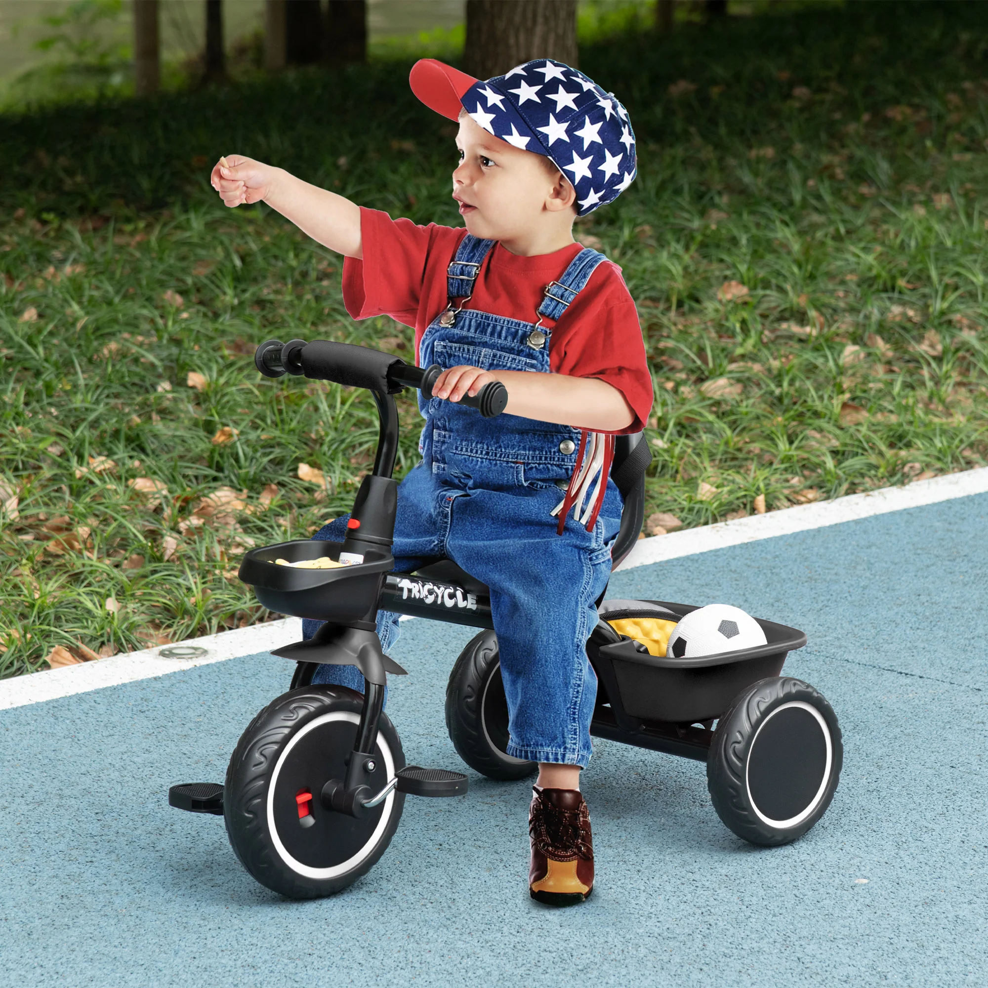 AIYAPLAY Kids Red Trike For 2 To 5 Years With Adjustable Seat, Baskets - Image 11