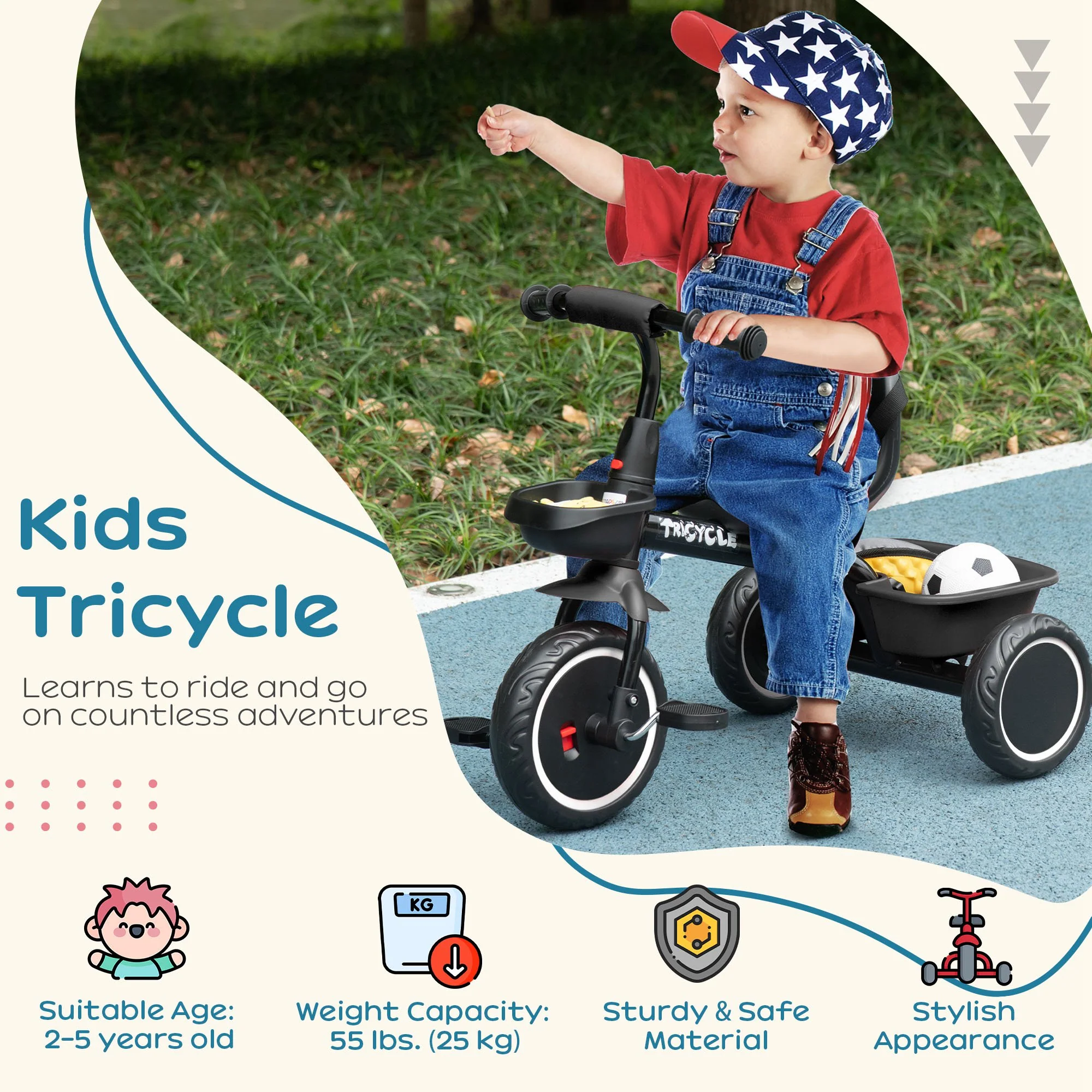 AIYAPLAY Kids Red Trike For 2 To 5 Years With Adjustable Seat, Baskets - Image 12