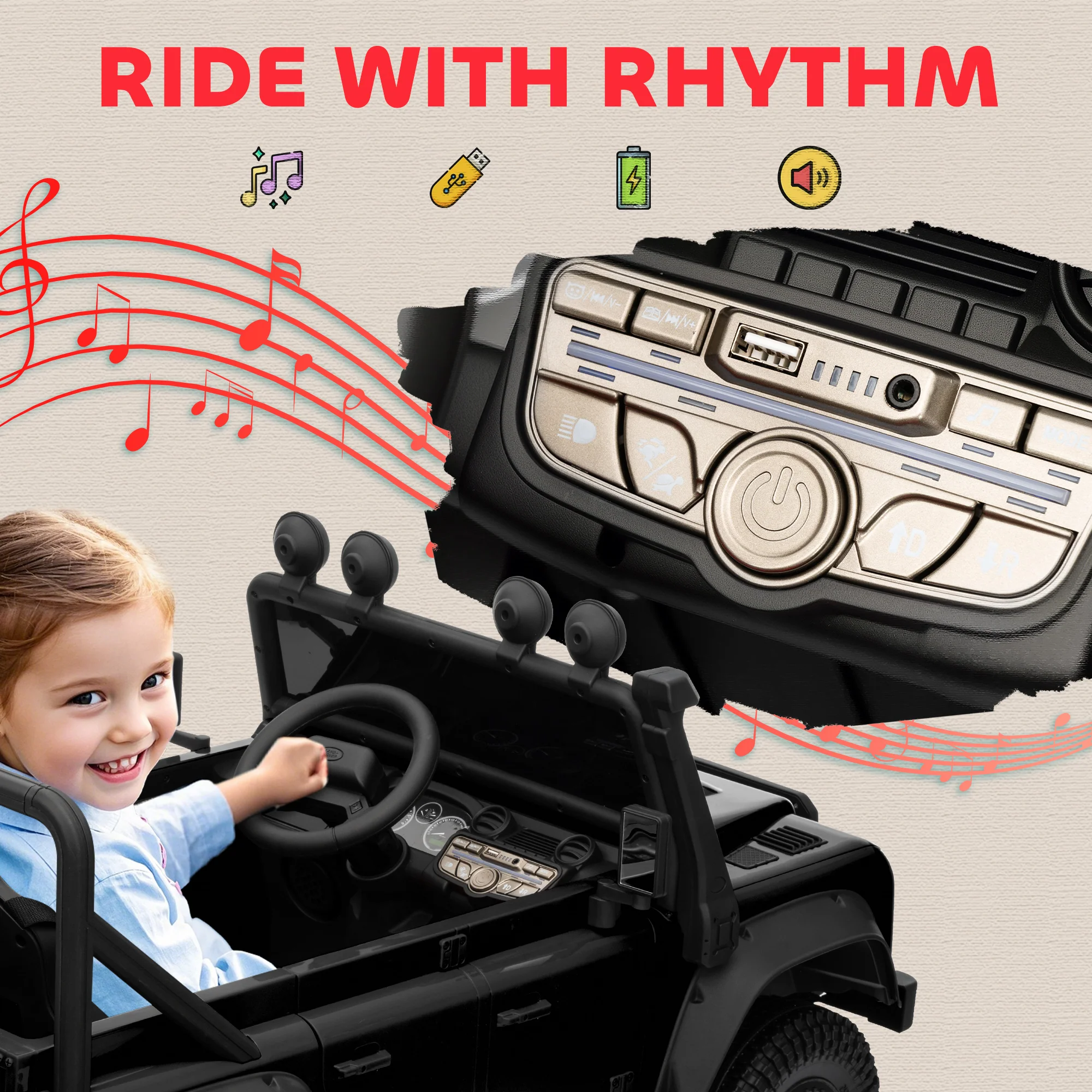 AIYAPLAY Kids Ride On Car, 12V Battery-Powered Electric Car With Remote - Image 9