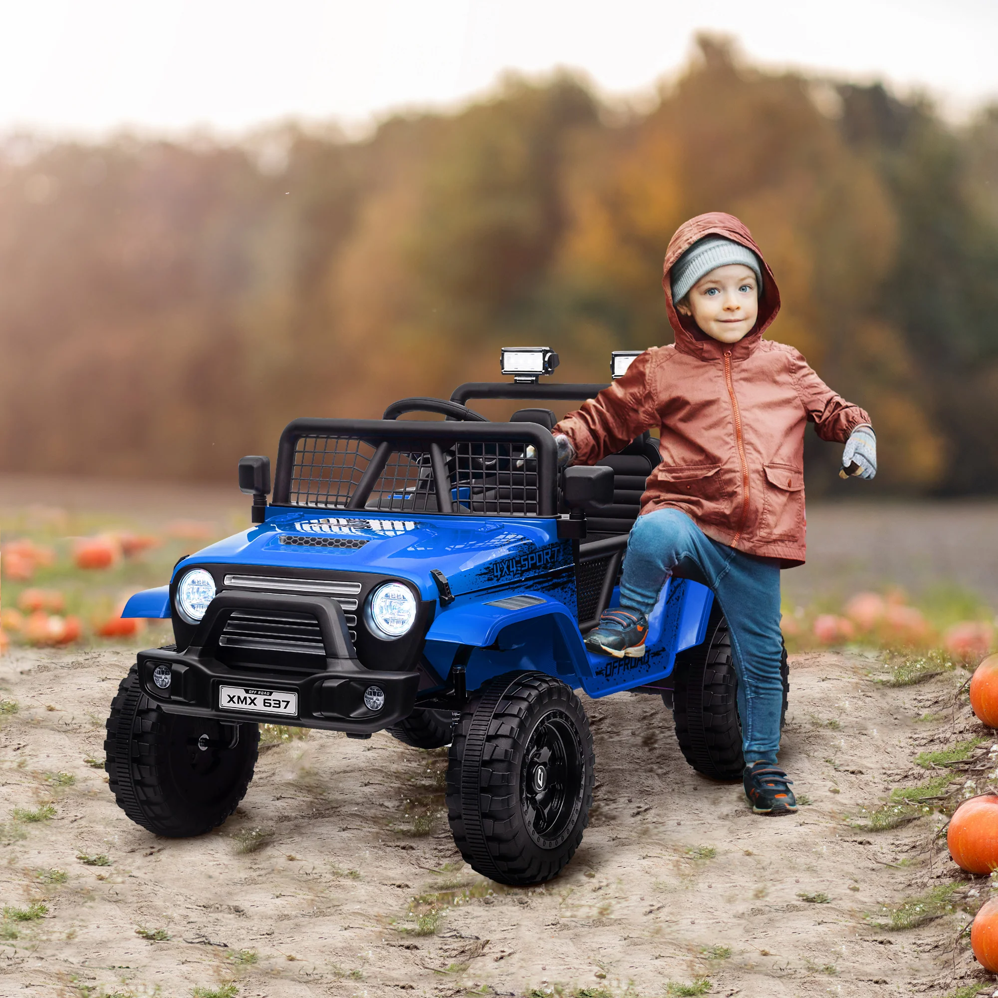 AIYAPLAY Kids Ride On Car, 12V Electric Truck W/ Suspension - Blue/Green/Pink/White - Image 11