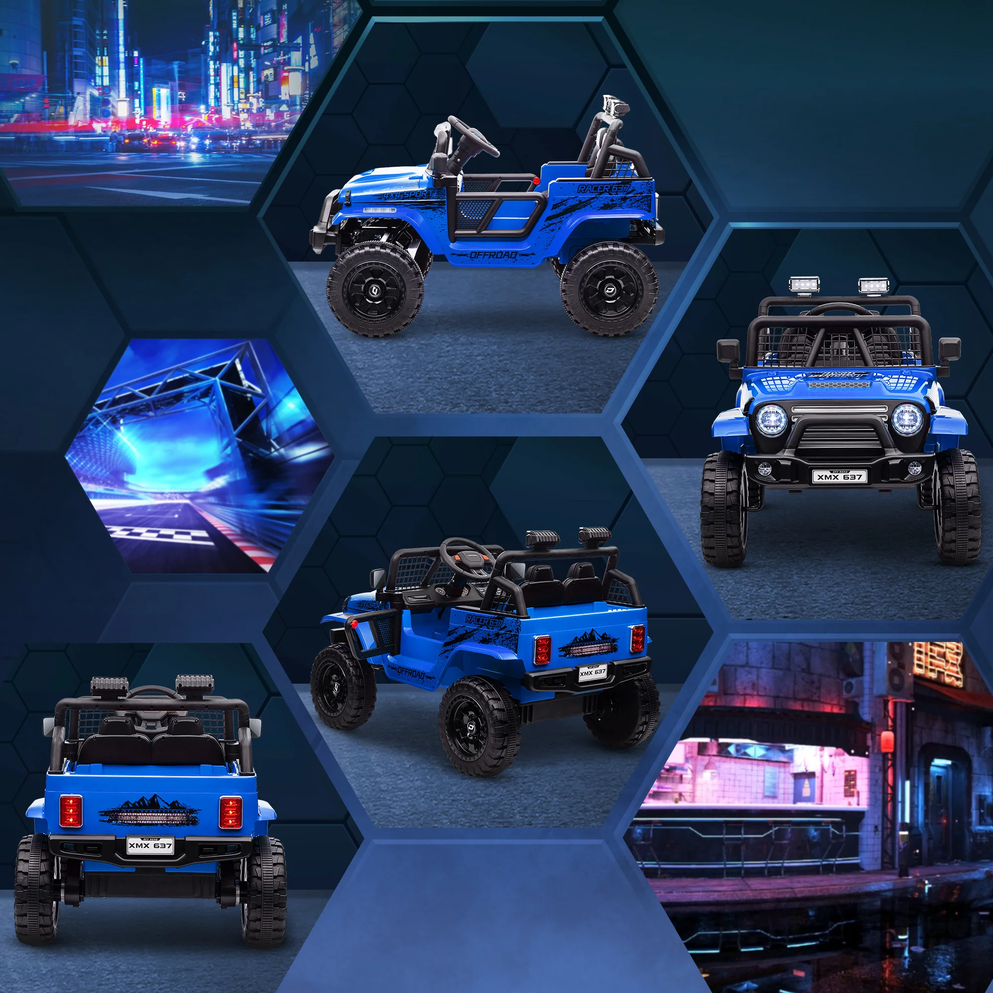 AIYAPLAY Kids Ride On Car, 12V Electric Truck W/ Suspension - Blue/Green/Pink/White - Image 17