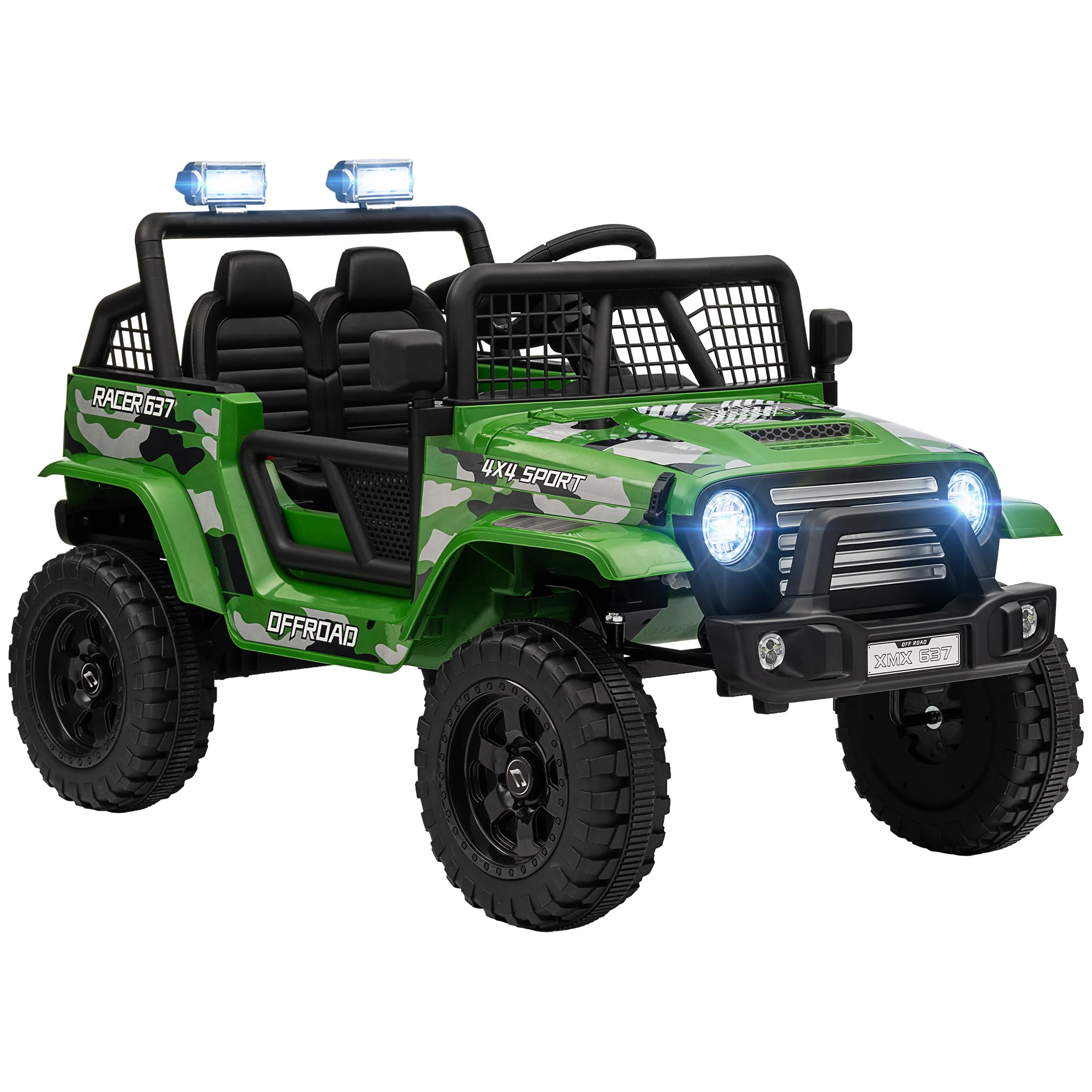 AIYAPLAY Kids Ride On Car, 12V Electric Truck W/ Suspension - Blue/Green/Pink/White - Image 18