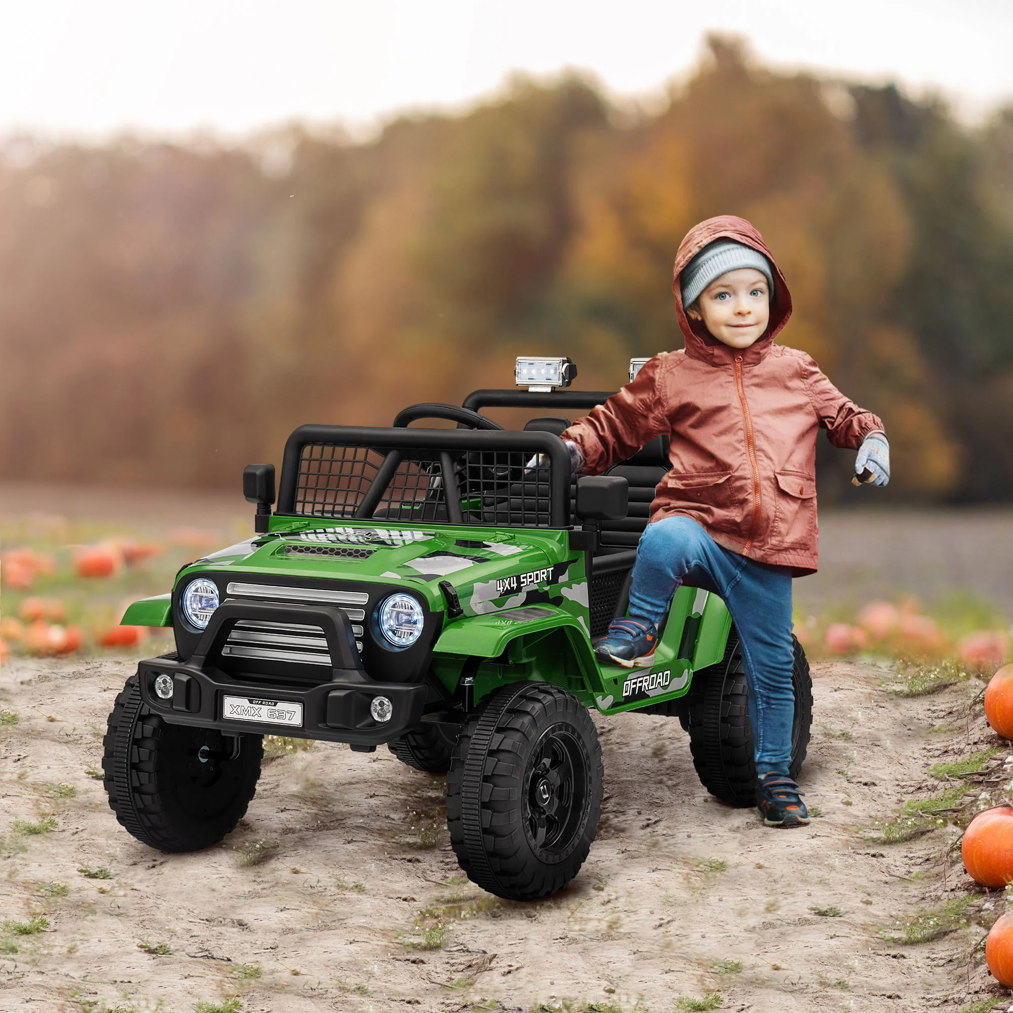 AIYAPLAY Kids Ride On Car, 12V Electric Truck W/ Suspension - Blue/Green/Pink/White - Image 19