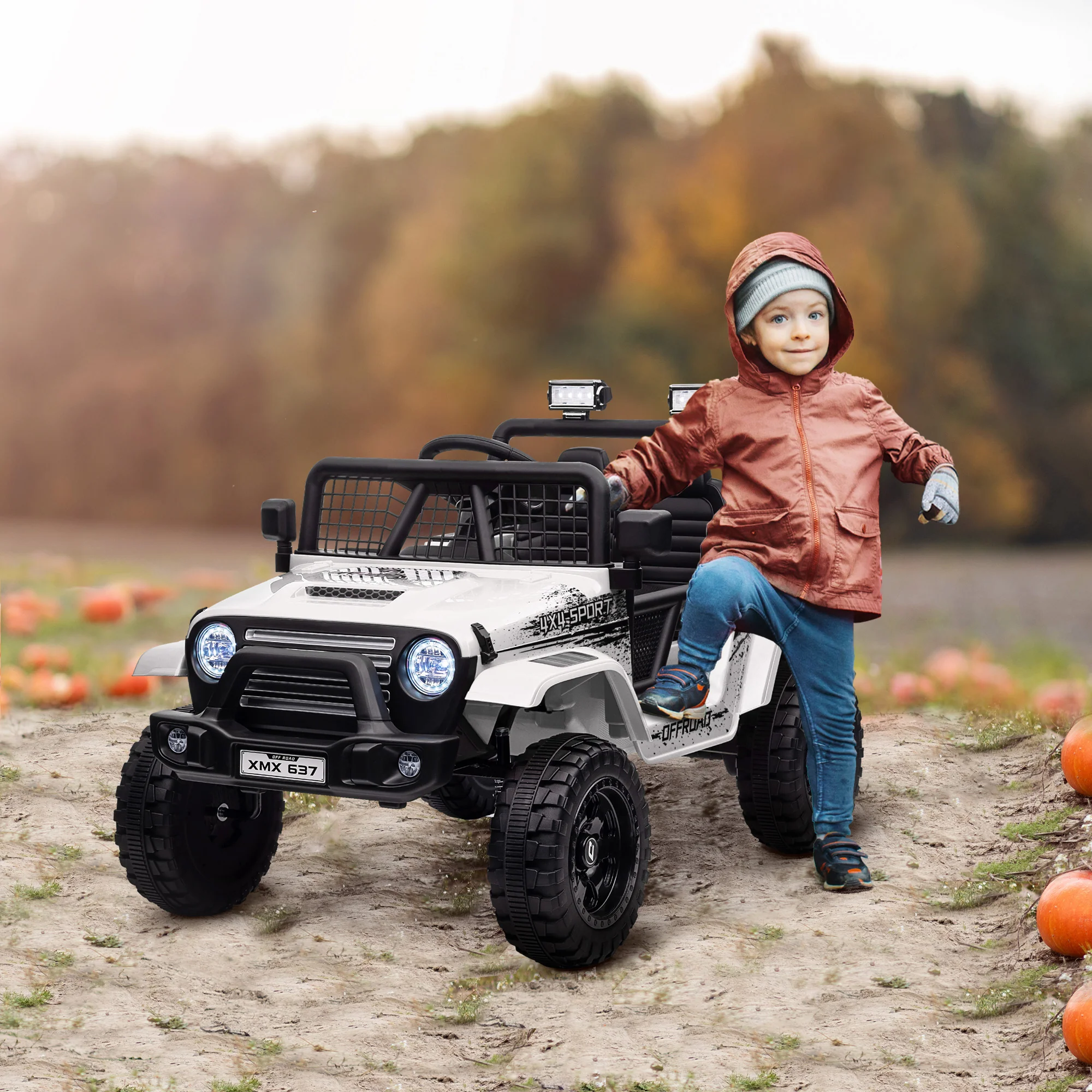 AIYAPLAY Kids Ride On Car, 12V Electric Truck W/ Suspension - Blue/Green/Pink/White - Image 2