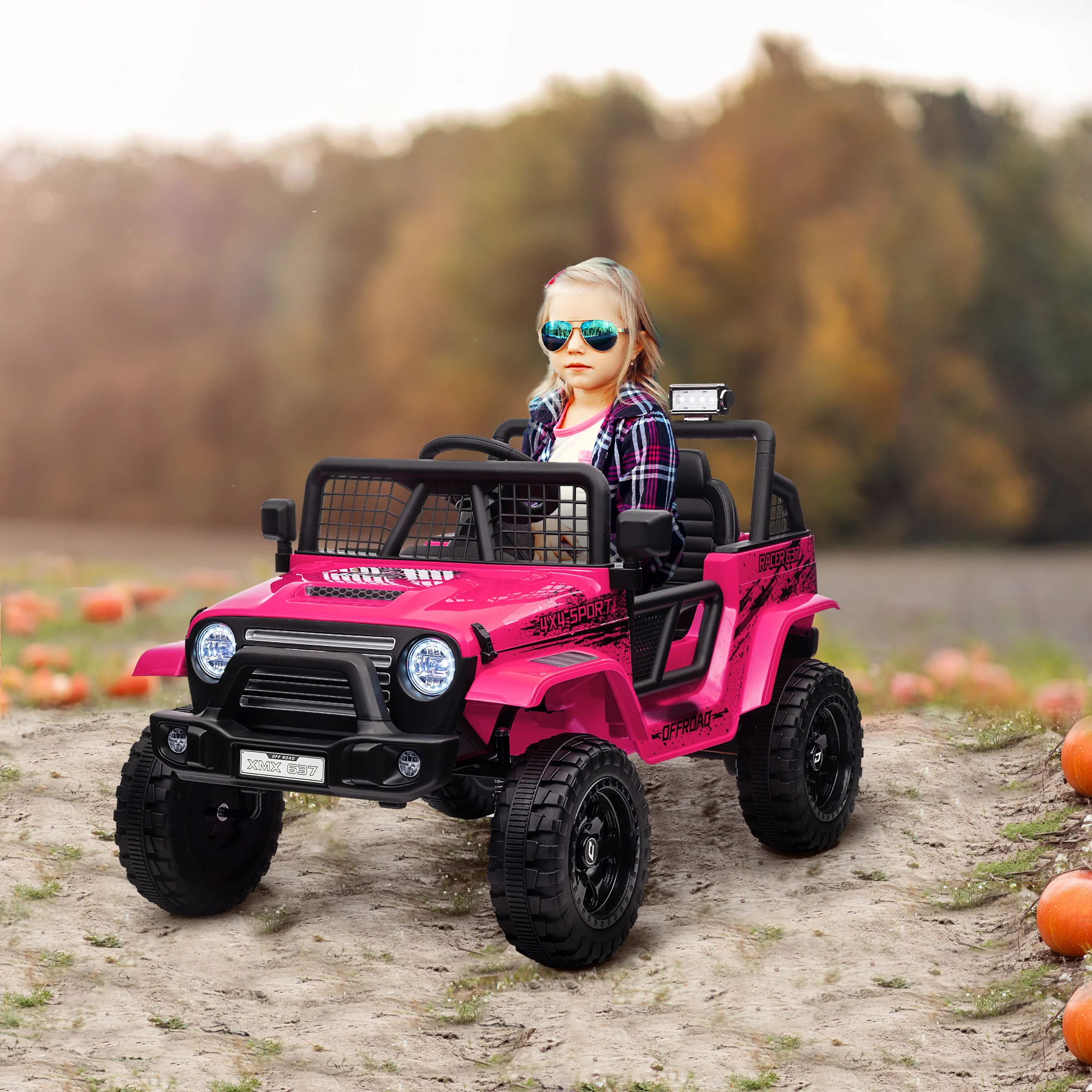 AIYAPLAY Kids Ride On Car, 12V Electric Truck W/ Suspension - Blue/Green/Pink/White - Image 28