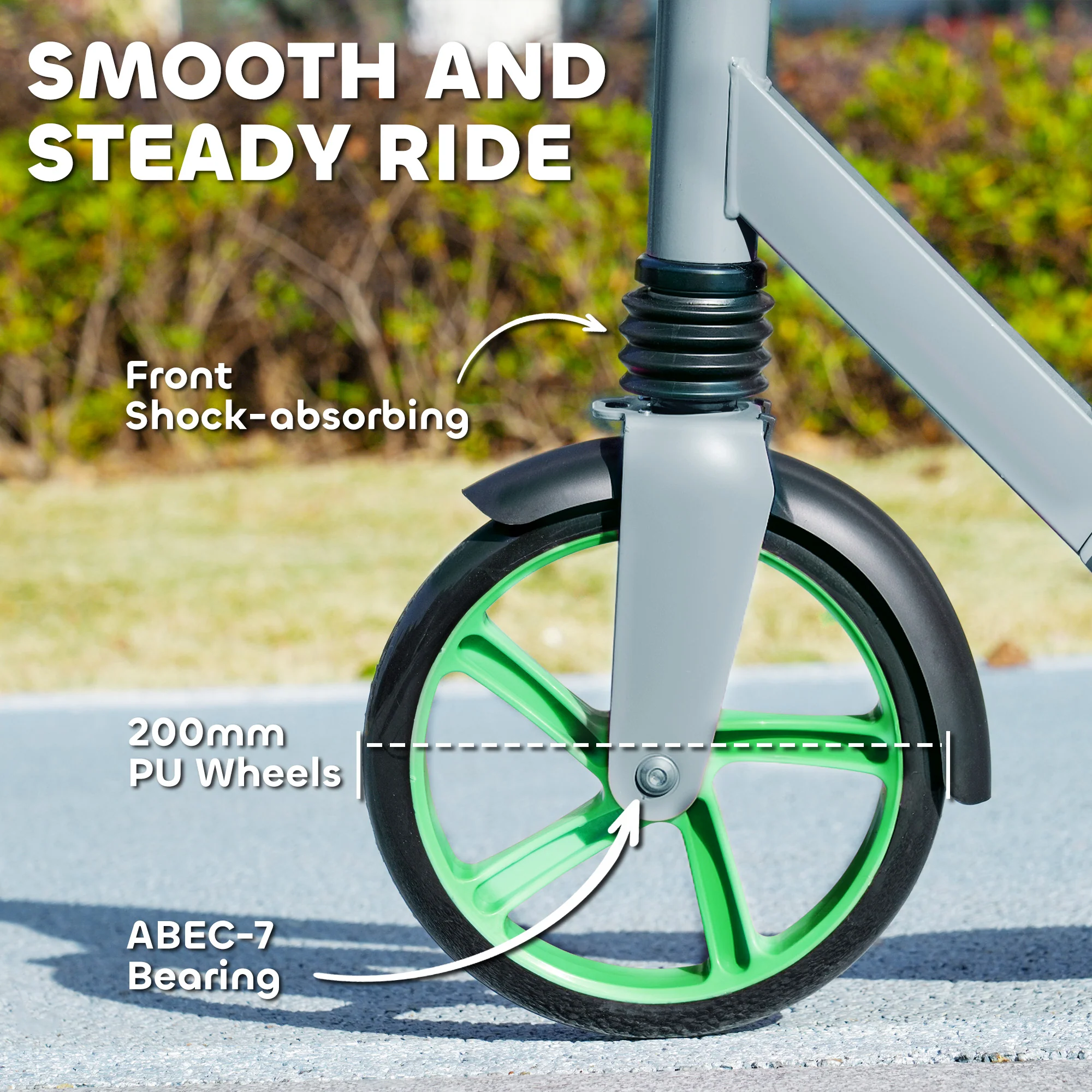 AIYAPLAY Kids Scooter, Foldable Kick Scooter W/ Adjustable Handlebar, Green - Image 4