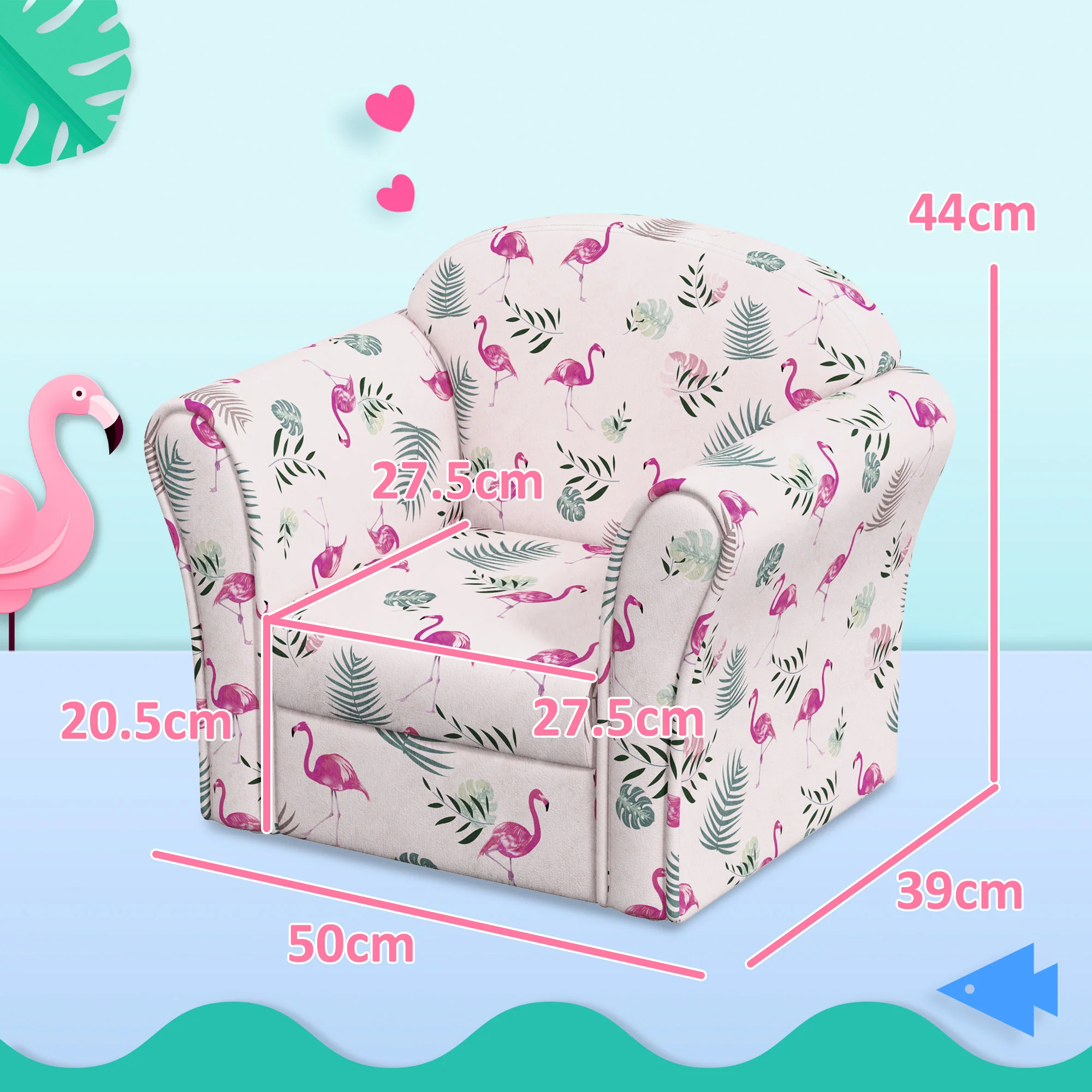 AIYAPLAY Kids Sofa Chair with Flamingo Design for Bedroom, Playroom, Pink - Image 5
