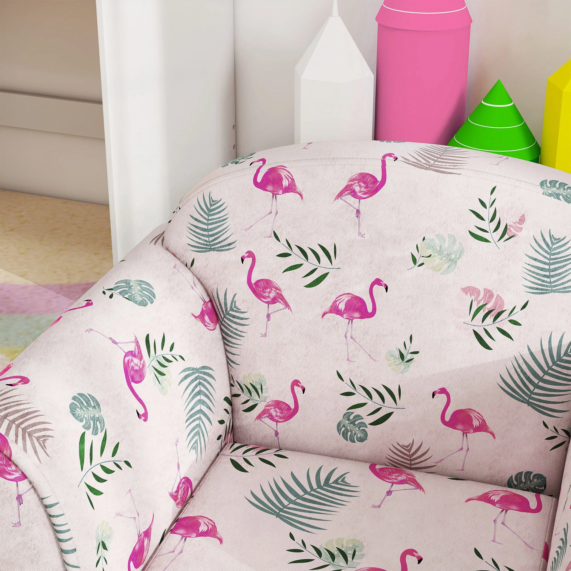 AIYAPLAY Kids Sofa Chair with Flamingo Design for Bedroom, Playroom, Pink - Image 9