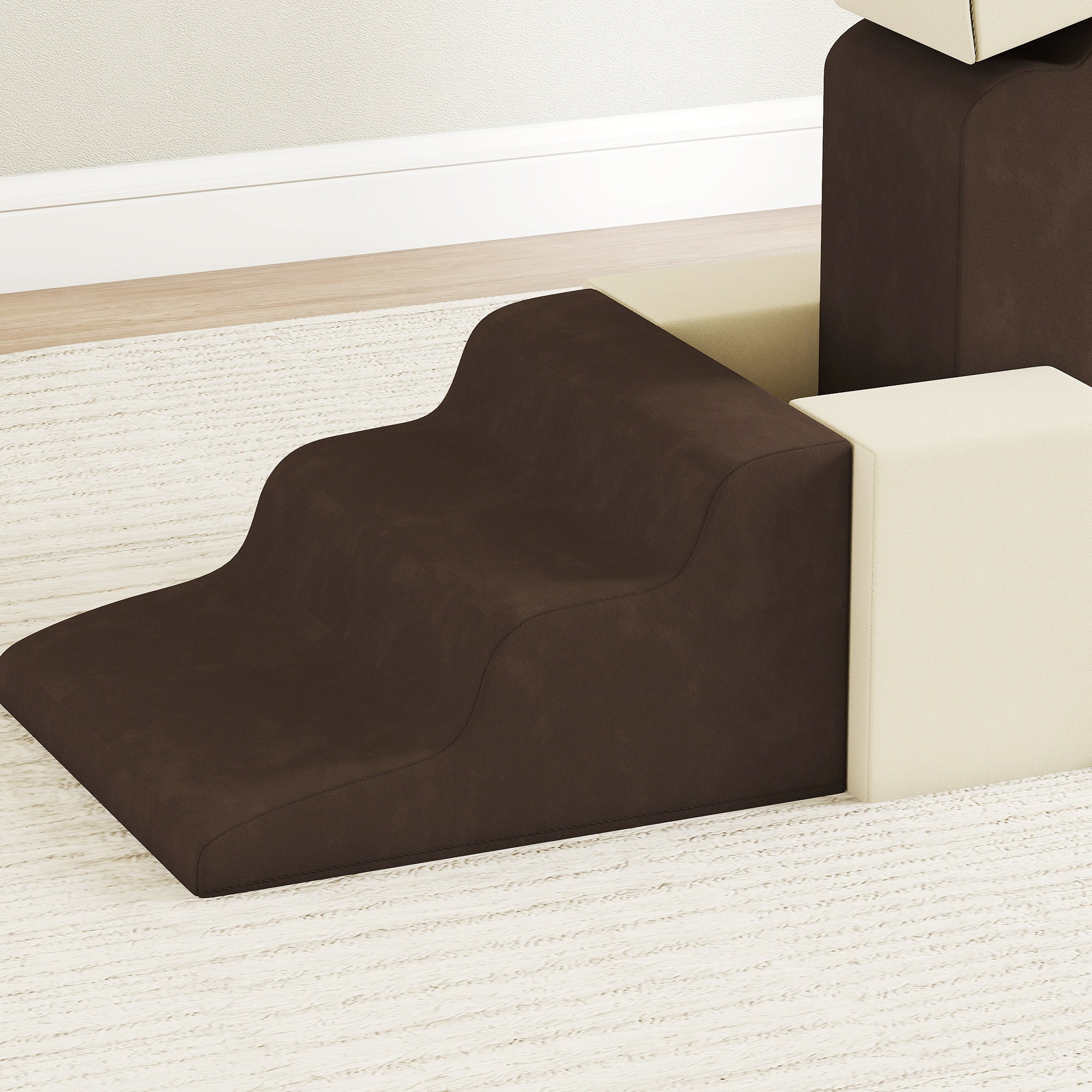 AIYAPLAY Kids Soft Play Set, 7 Piece Foam Climbing Blocks, Brown - Image 9
