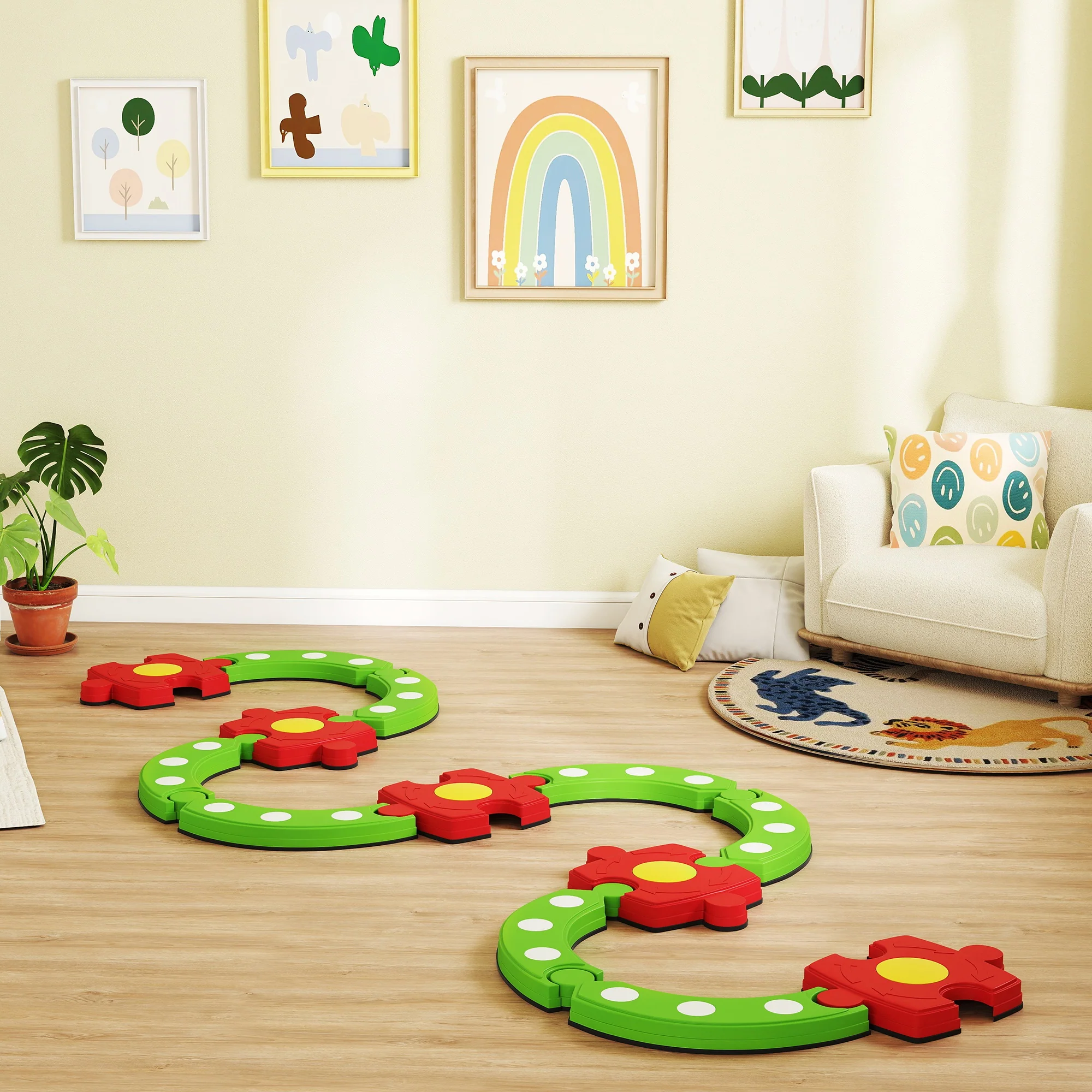AIYAPLAY Kids Stepping Stones Balance Beam, Outdoor Indoor Sensory Toy Green - Image 2