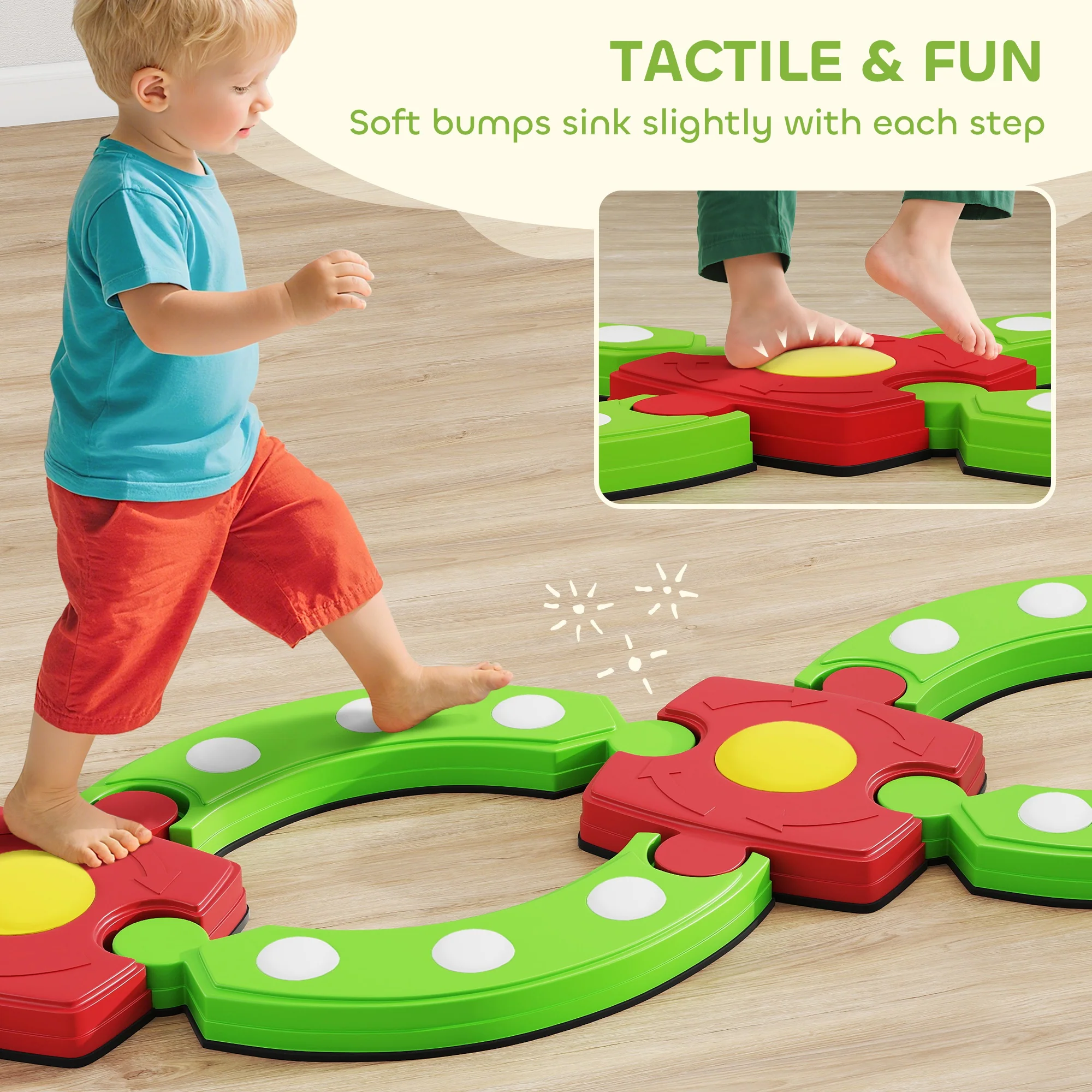 AIYAPLAY Kids Stepping Stones Balance Beam, Outdoor Indoor Sensory Toy Green - Image 6