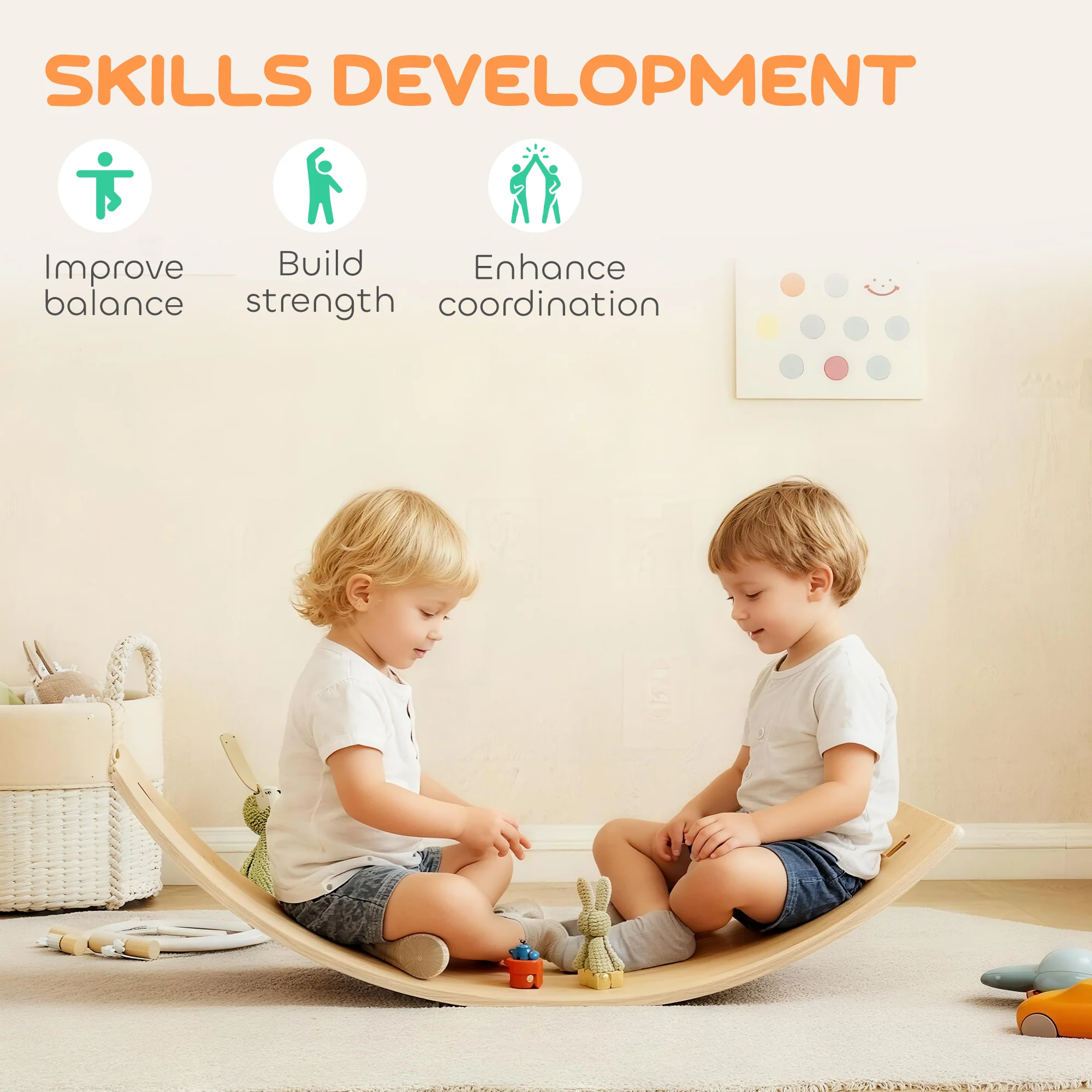AIYAPLAY Kids Wooden Balance Board With Rope And Felt For Sensory Play - Image 3