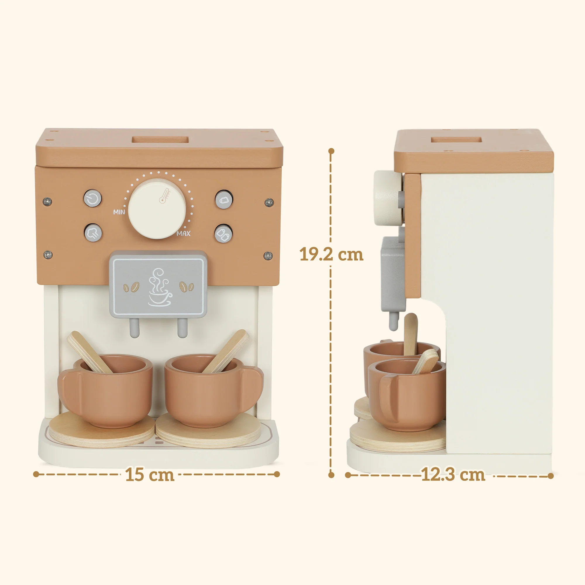 AIYAPLAY Kids Wooden Coffee Machine Toy, Pretend Role Play Toy - Image 5