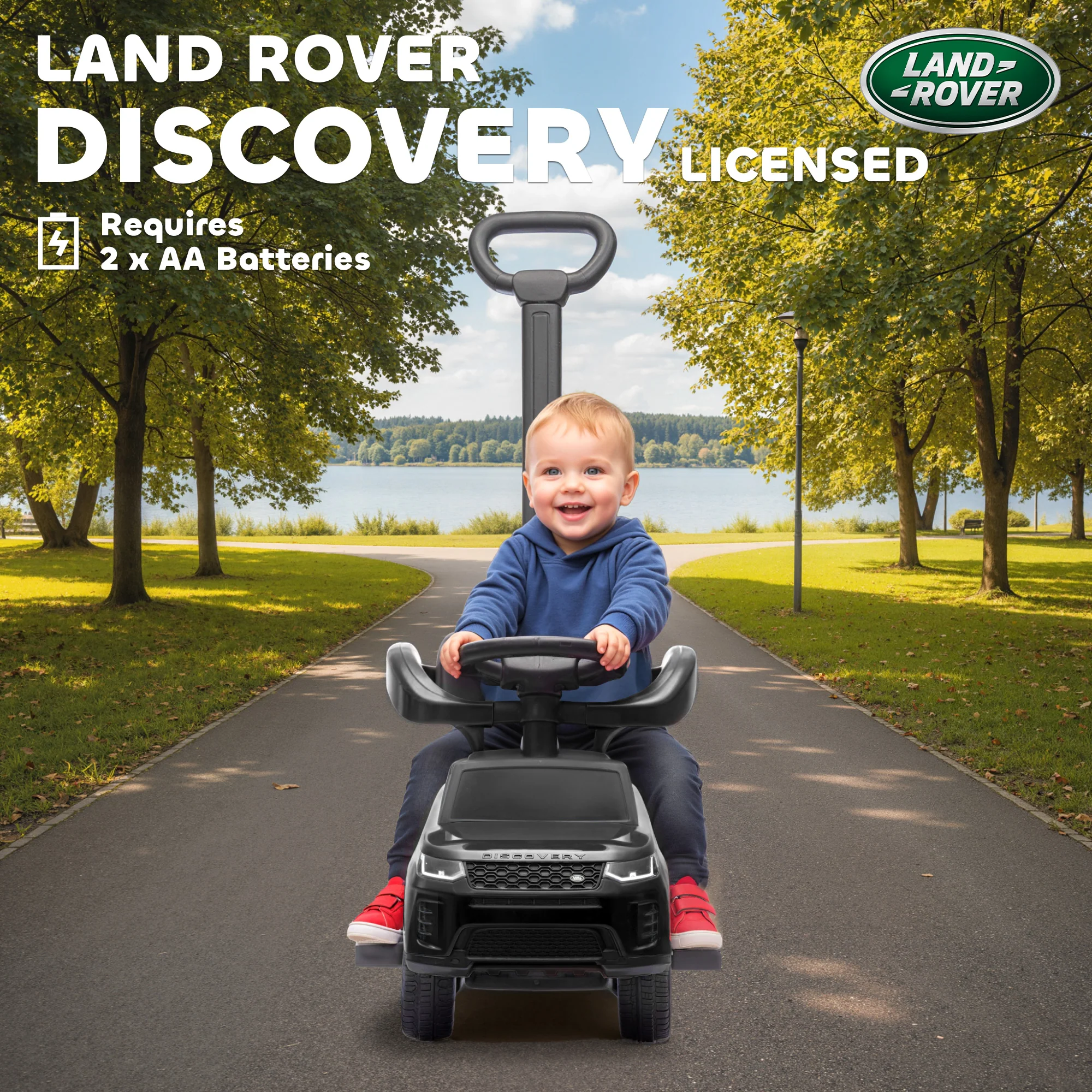 AIYAPLAY Land Rover Licensed Baby Push Car, 2-in-1 Ride On Car, Black - Image 4