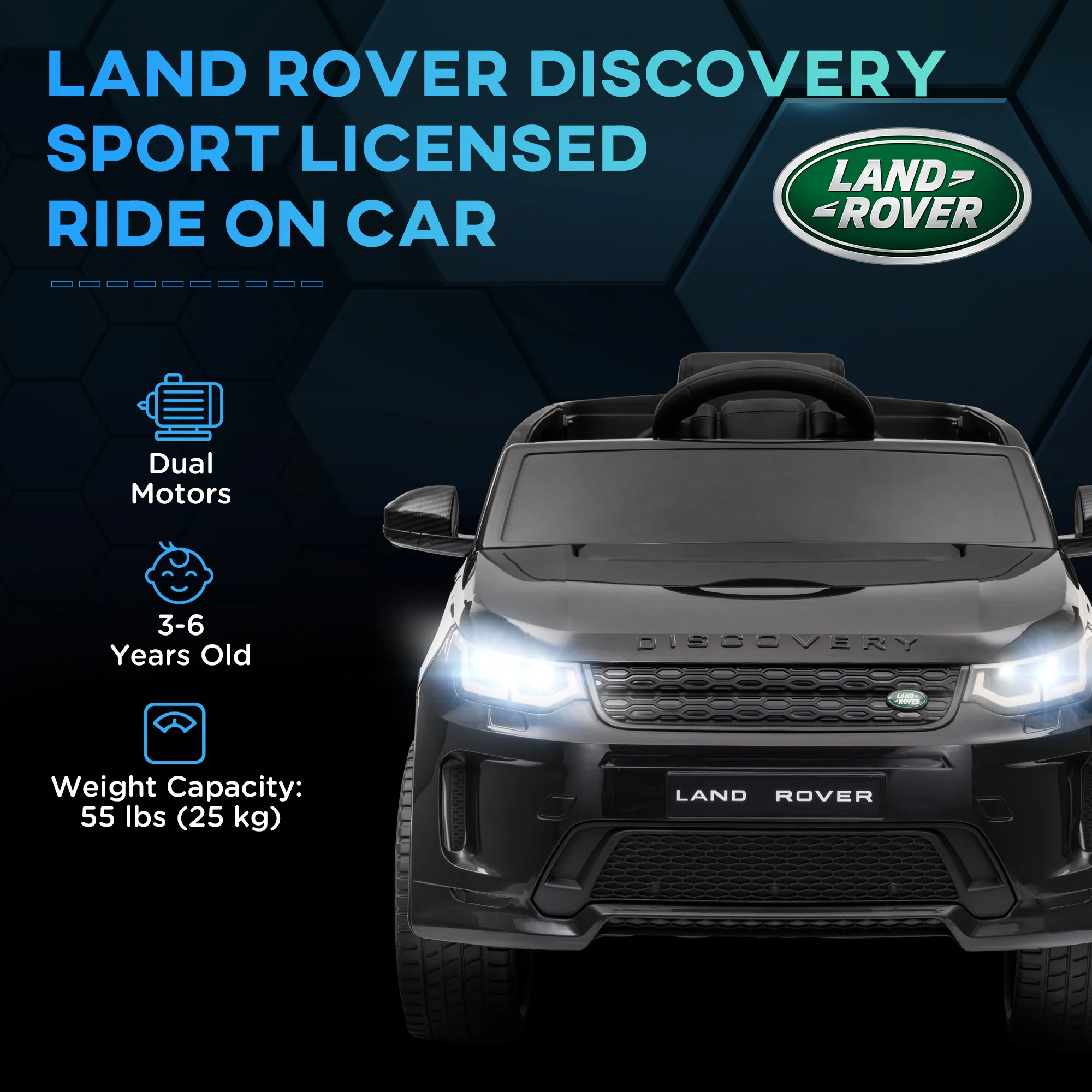 AIYAPLAY Land Rover Licensed Kids Electric Car W/ Remote Music - White/Black - Image 12