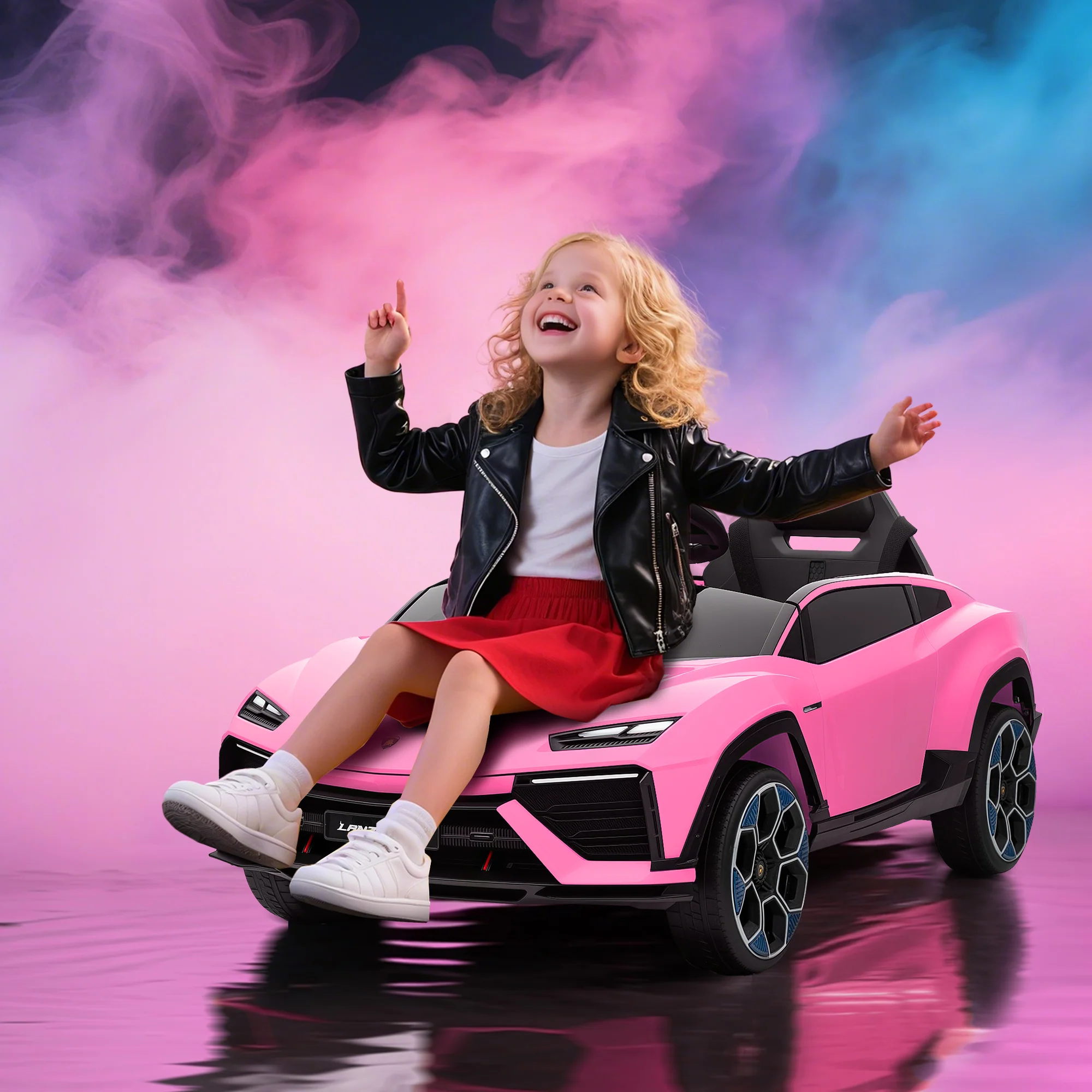 AIYAPLAY Licensed Lamborghini Electric Ride On Car With Suspension, Pink - Image 2