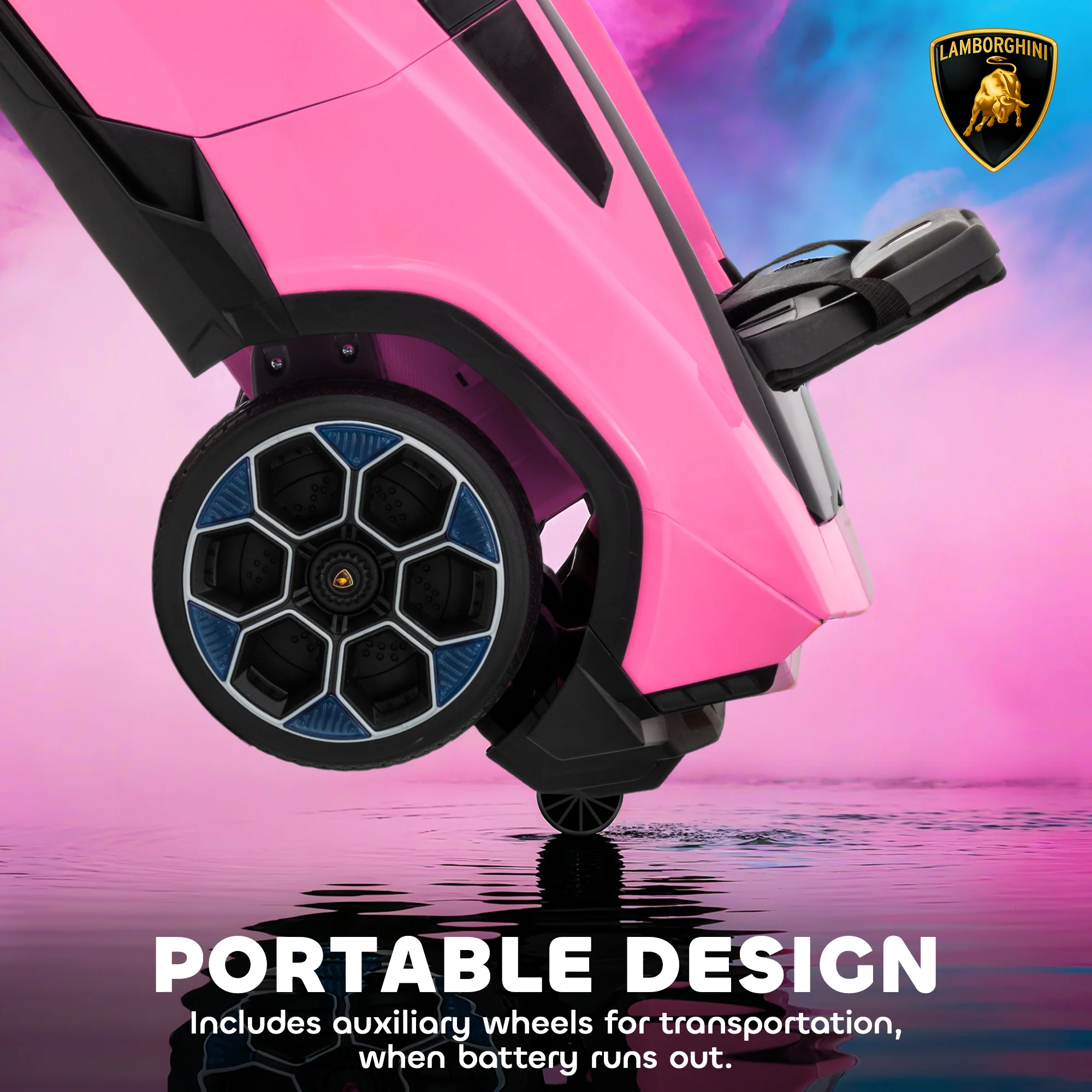 AIYAPLAY Licensed Lamborghini Electric Ride On Car With Suspension, Pink - Image 6