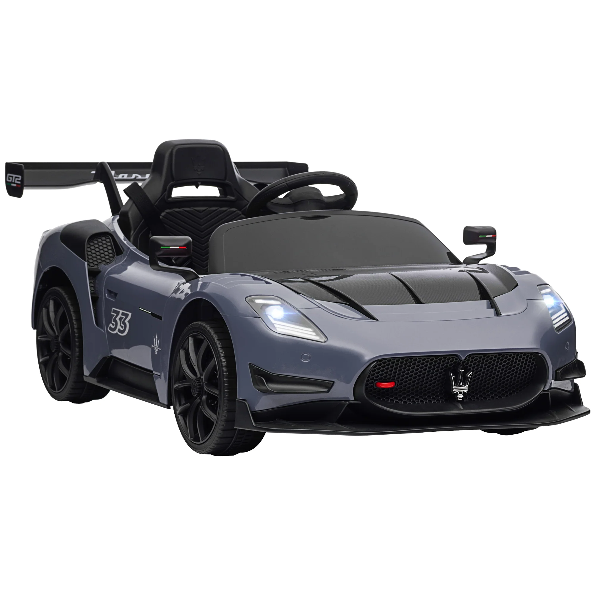 AIYAPLAY Maserati GT2 Licensed 12V Electric Ride On Car W/ Remote - Grey/Pink/White - Image 10