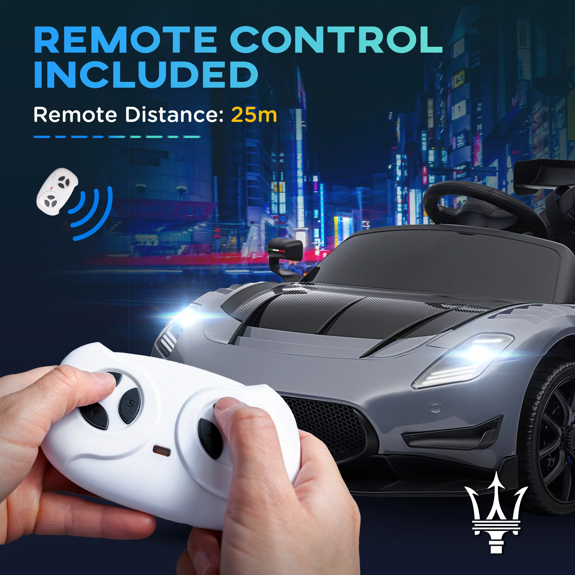 AIYAPLAY Maserati GT2 Licensed 12V Electric Ride On Car W/ Remote - Grey/Pink/White - Image 16