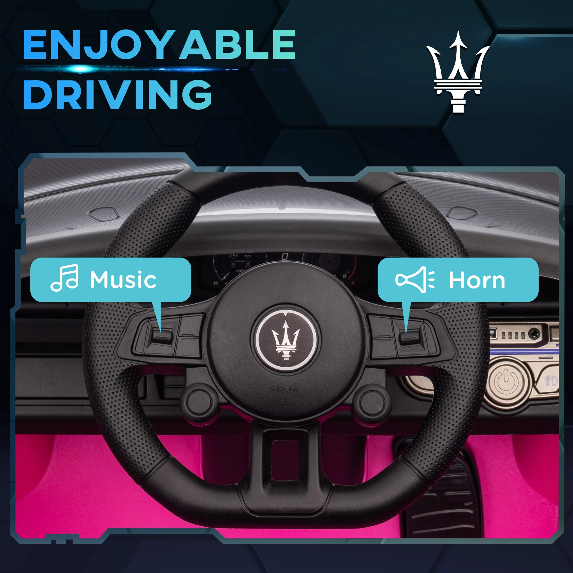 AIYAPLAY Maserati GT2 Licensed 12V Electric Ride On Car W/ Remote - Grey/Pink/White - Image 23