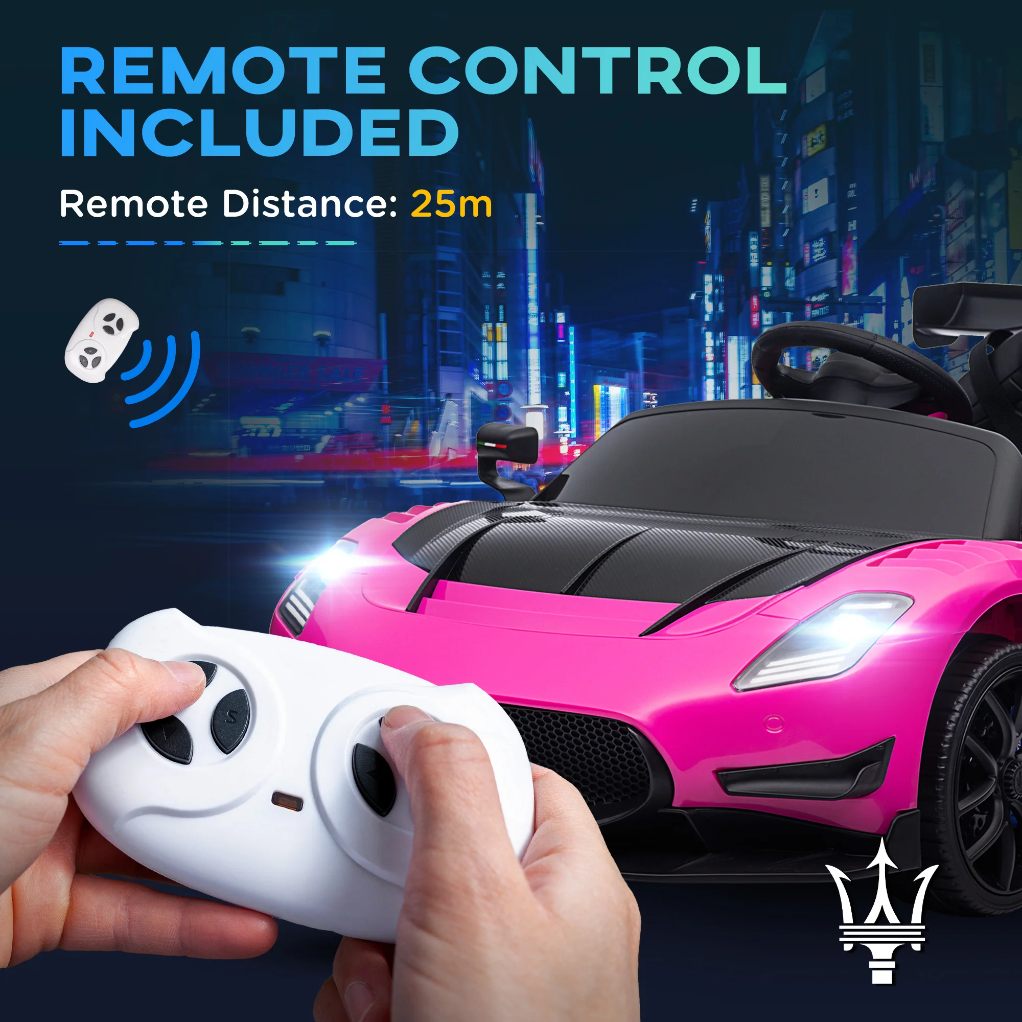 AIYAPLAY Maserati GT2 Licensed 12V Electric Ride On Car W/ Remote - Grey/Pink/White - Image 24