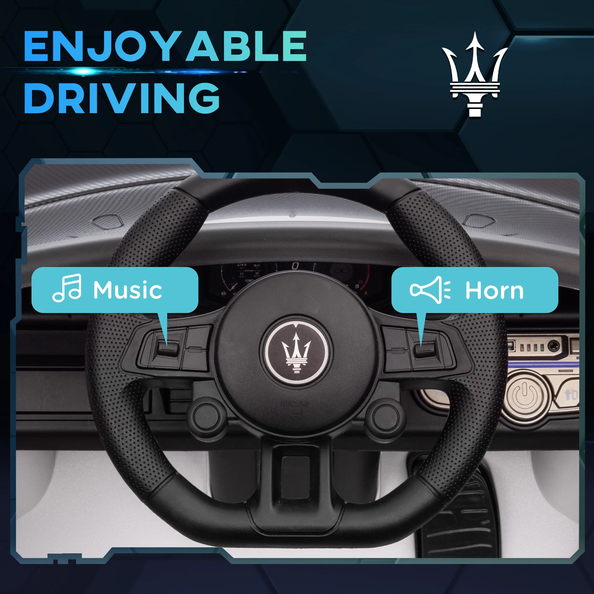 AIYAPLAY Maserati GT2 Licensed 12V Electric Ride On Car W/ Remote - Grey/Pink/White - Image 7