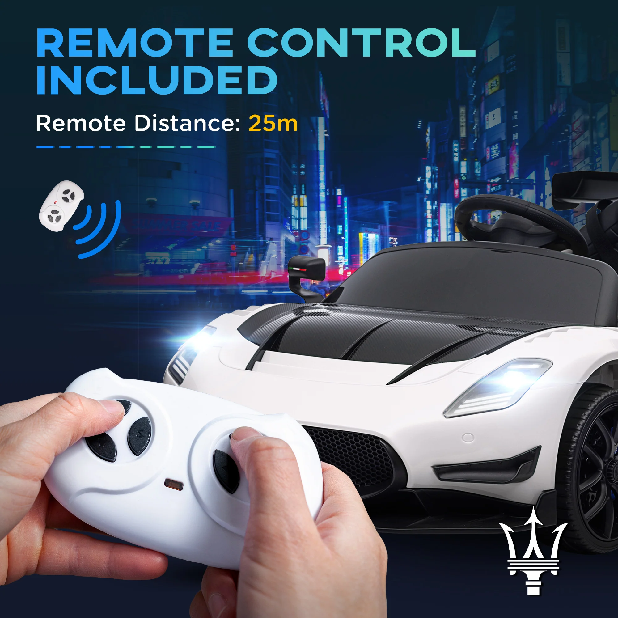 AIYAPLAY Maserati GT2 Licensed 12V Electric Ride On Car W/ Remote - Grey/Pink/White - Image 8