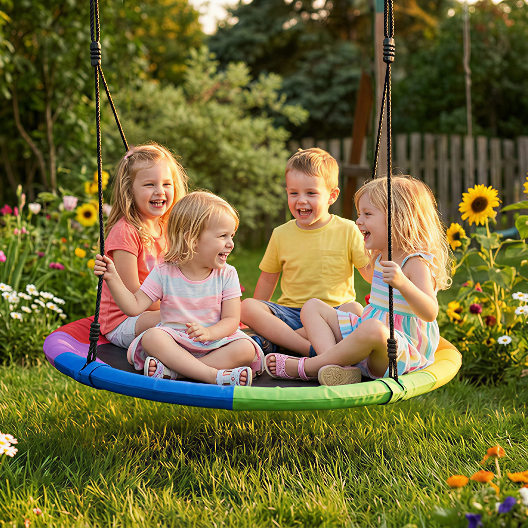 AIYAPLAY Nest Swing Heavy Duty 300kg Waterproof 120 Cm Rainbow - Image 2