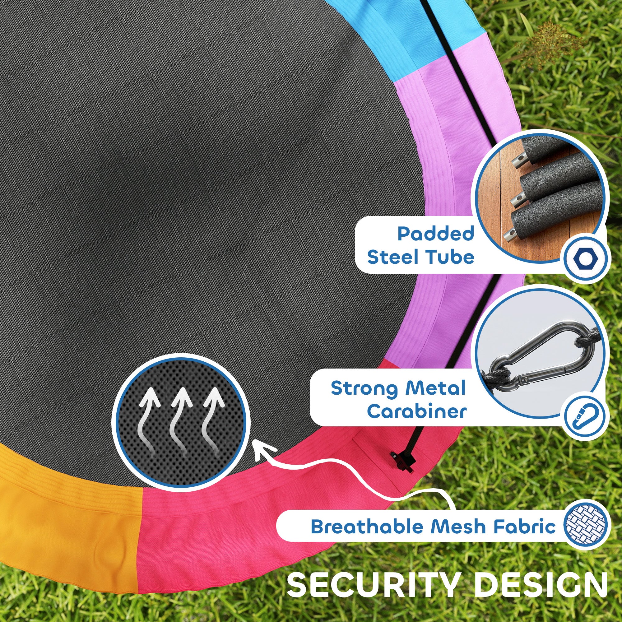 AIYAPLAY Nest Swing Heavy Duty 300kg Waterproof 120 Cm Rainbow - Image 3