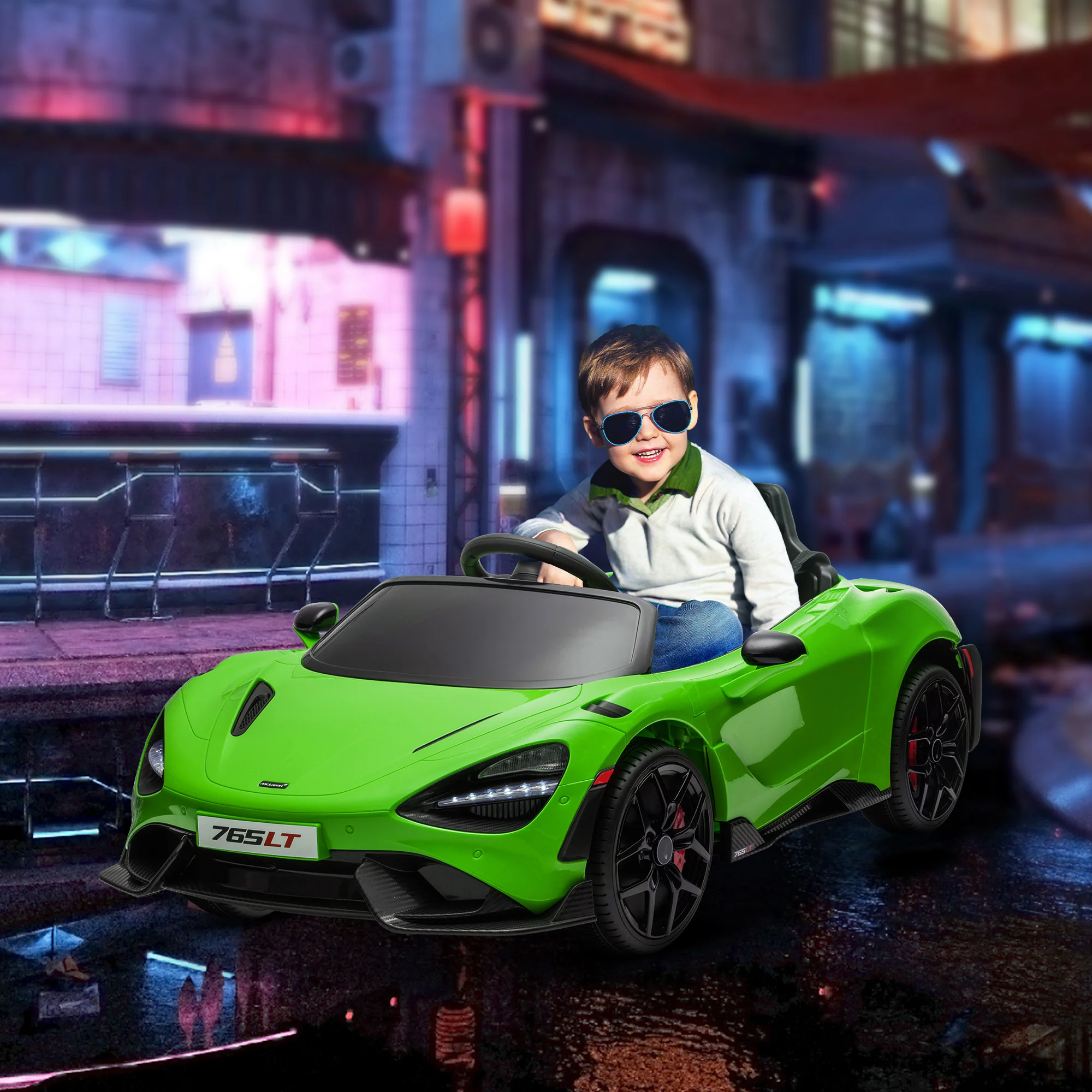 AIYAPLAY Orange McLaren 765LT Licensed 12V Kids Ride On Car W/ MP3 Music - Image 11
