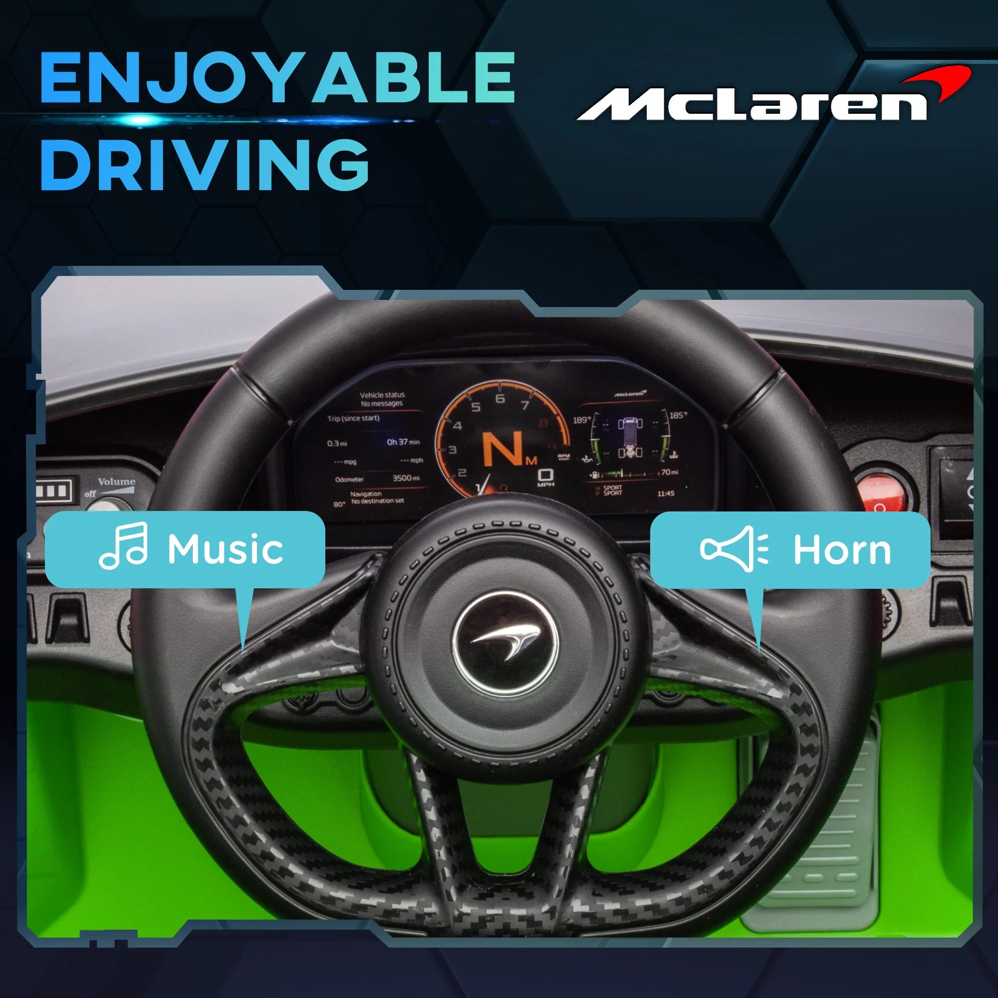 AIYAPLAY Orange McLaren 765LT Licensed 12V Kids Ride On Car W/ MP3 Music - Image 15