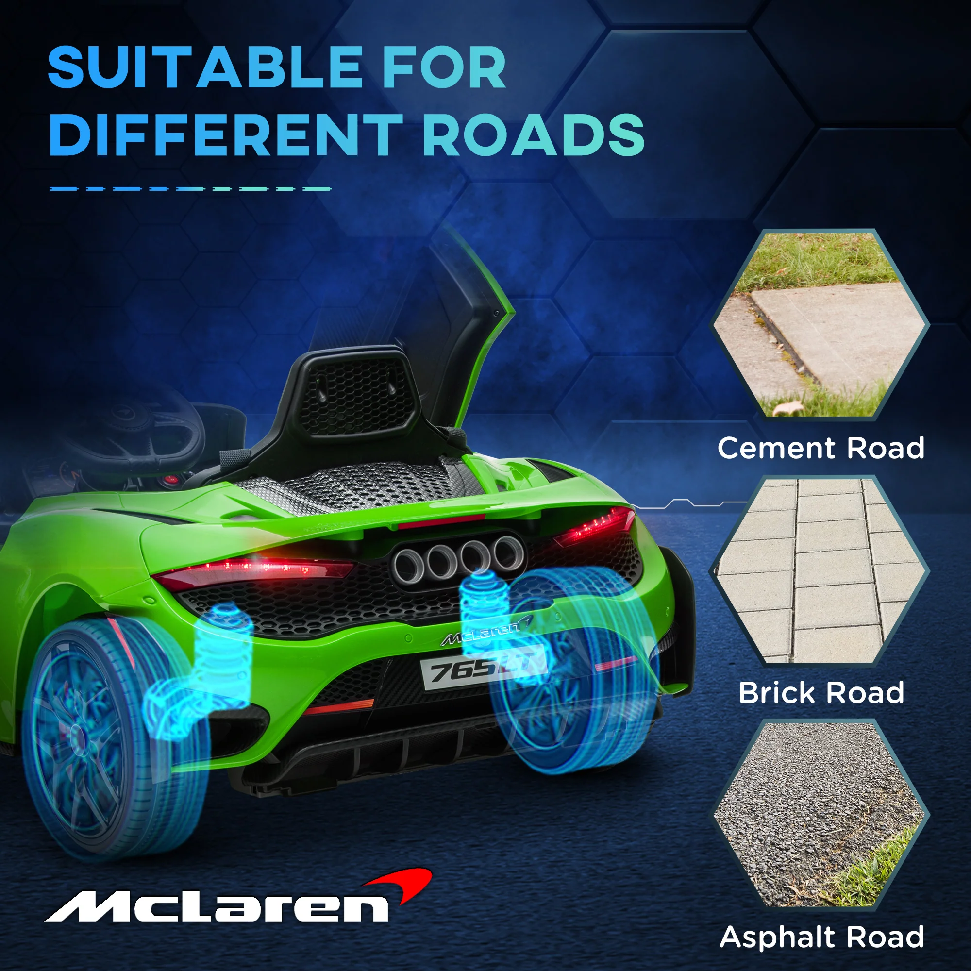 AIYAPLAY Orange McLaren 765LT Licensed 12V Kids Ride On Car W/ MP3 Music - Image 16