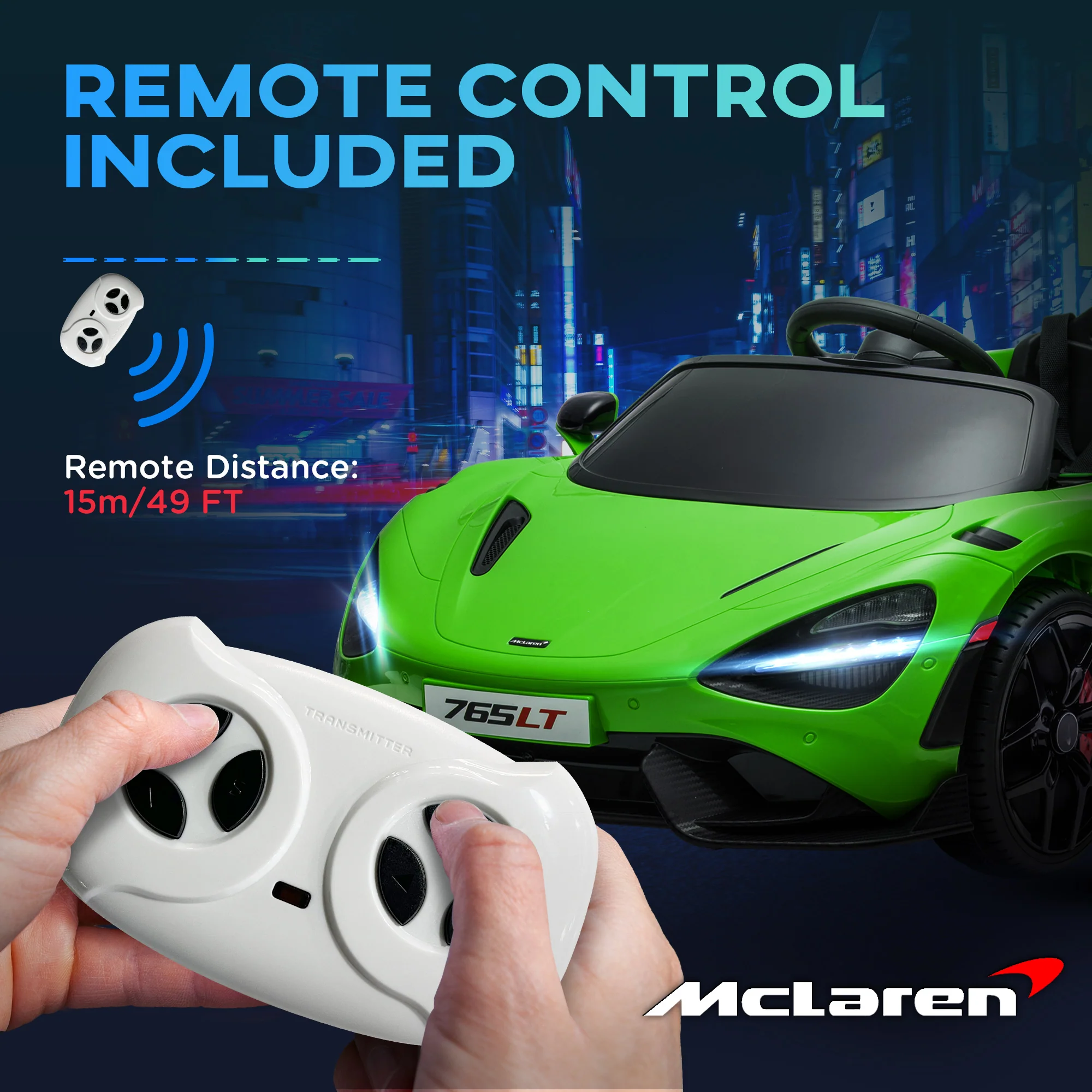 AIYAPLAY Orange McLaren 765LT Licensed 12V Kids Ride On Car W/ MP3 Music - Image 17