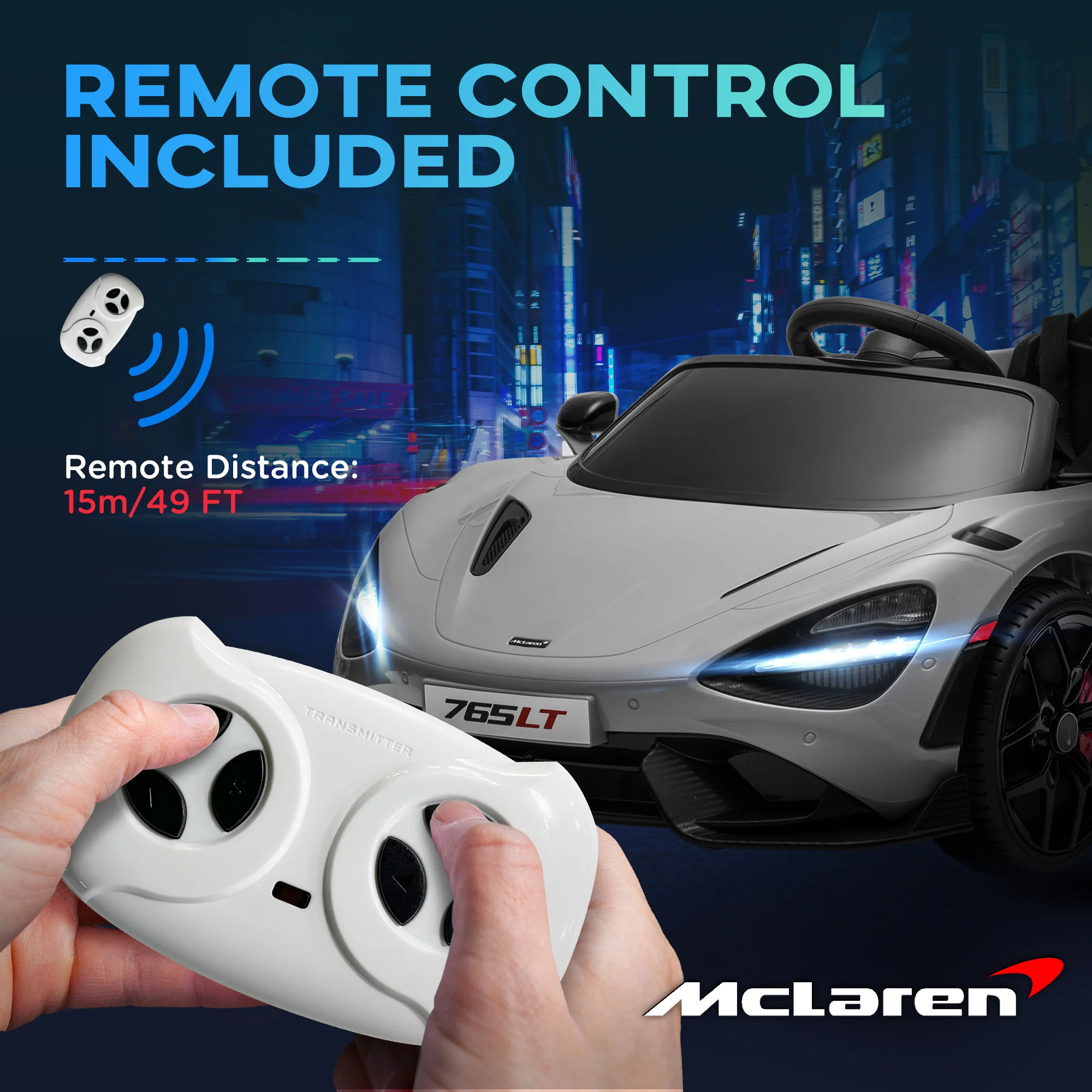 AIYAPLAY Orange McLaren 765LT Licensed 12V Kids Ride On Car W/ MP3 Music - Image 26