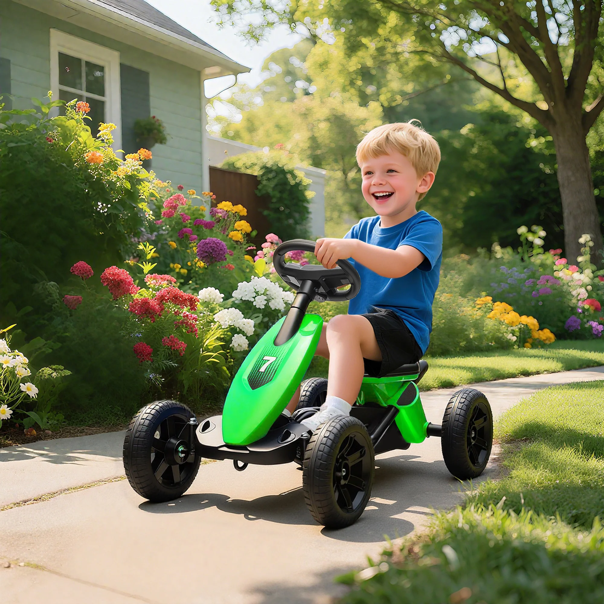 AIYAPLAY Pedal Go-Kart For Kids With Silent EVA Wheels, Metal Frame - Image 11